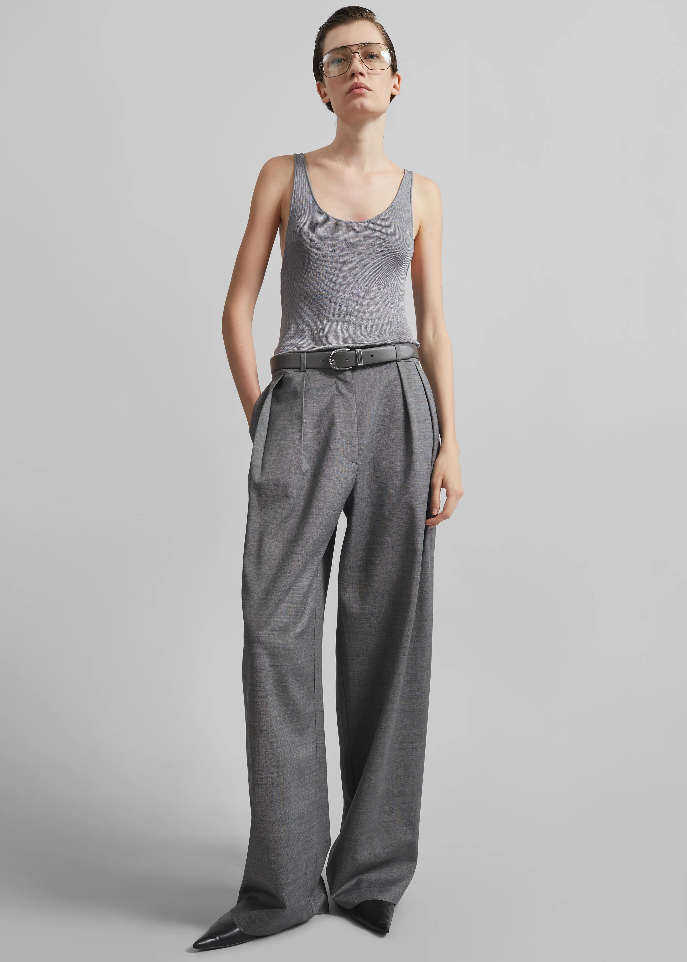 Ora Leather Belt - Grey/Silver - Image 4