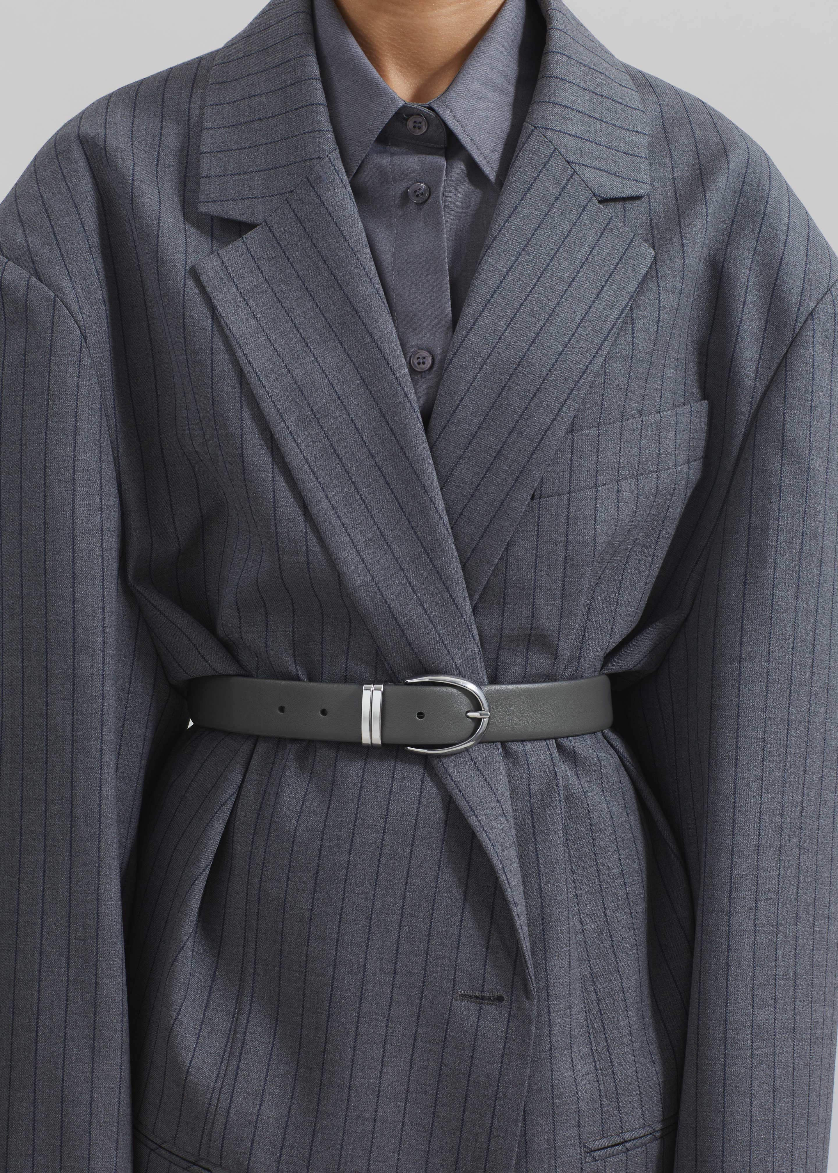 Ora Leather Belt - Grey/Silver - Image 5