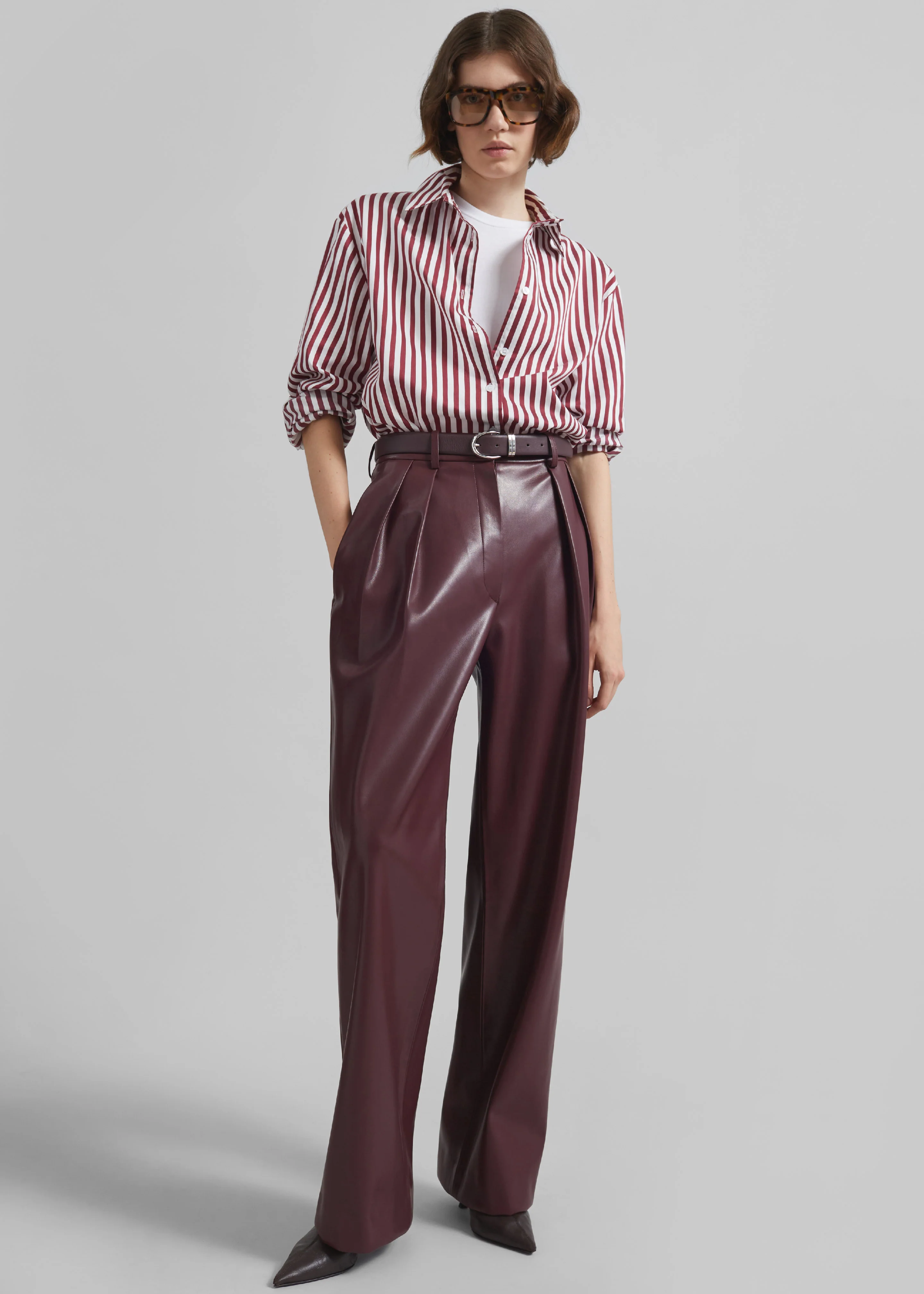 Ora Leather Belt - Plum/Silver - Image 6