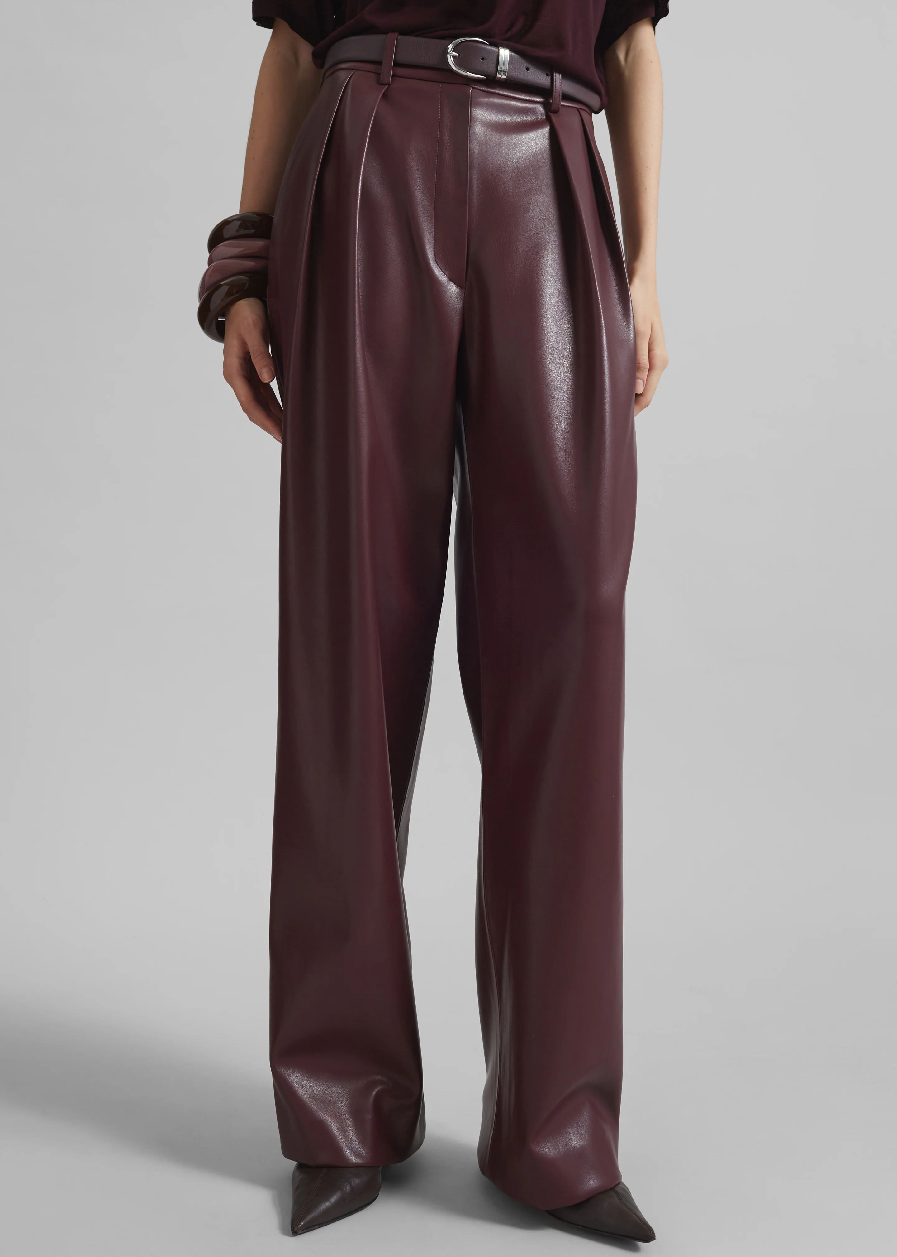 Ora Leather Belt - Plum/Silver - Image 7