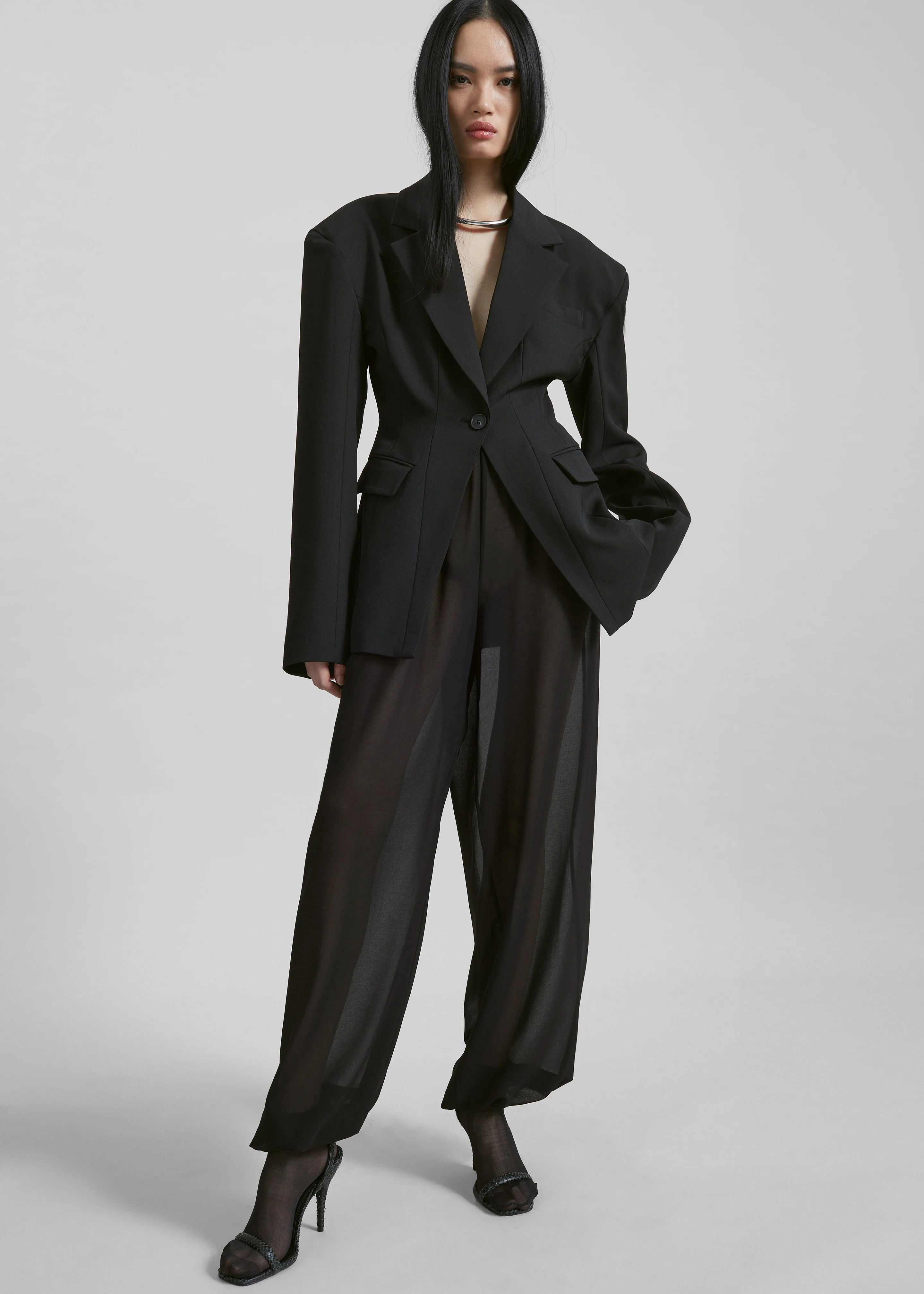 Orissa Sheer Balloon Pants - Black - Image 5
