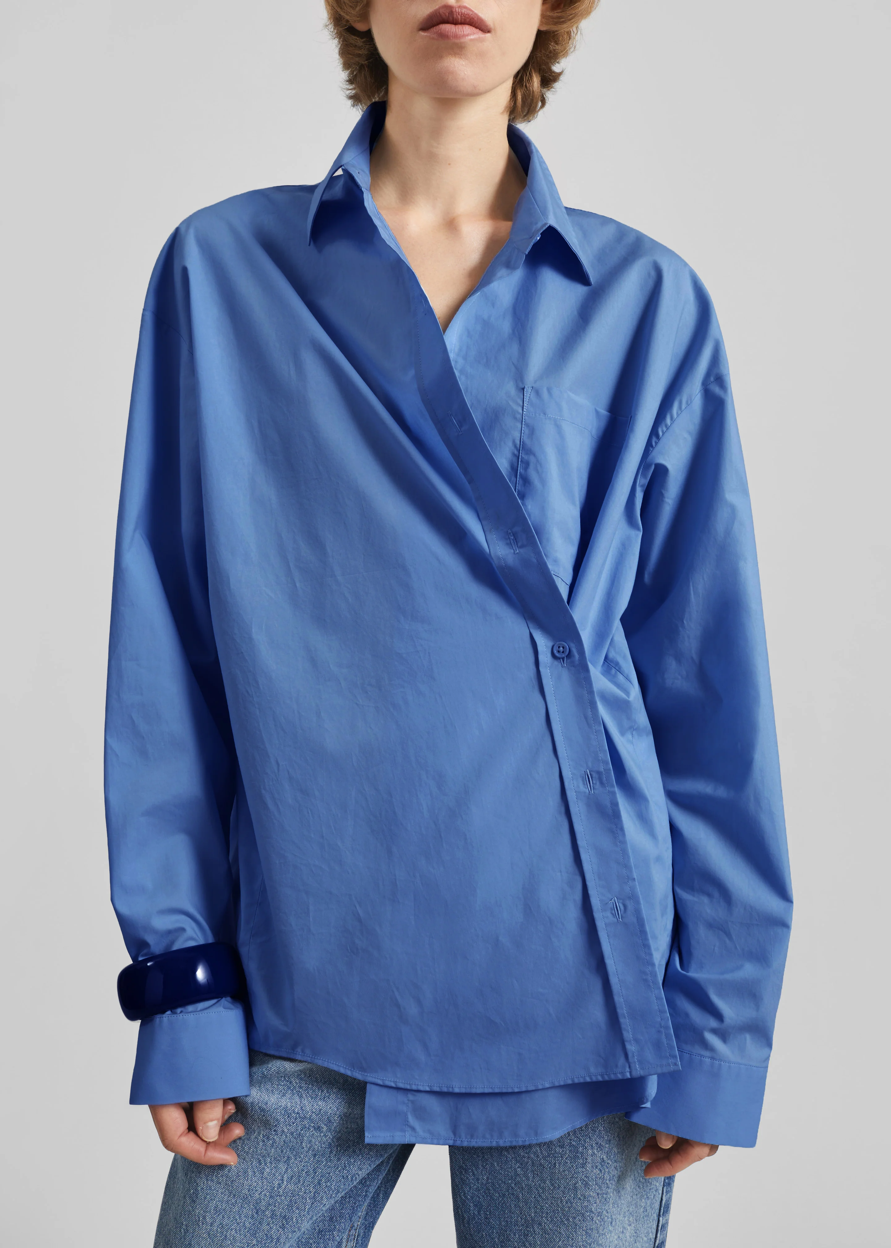 Ornella Side Button-Up Shirt - Cobalt - Image 2