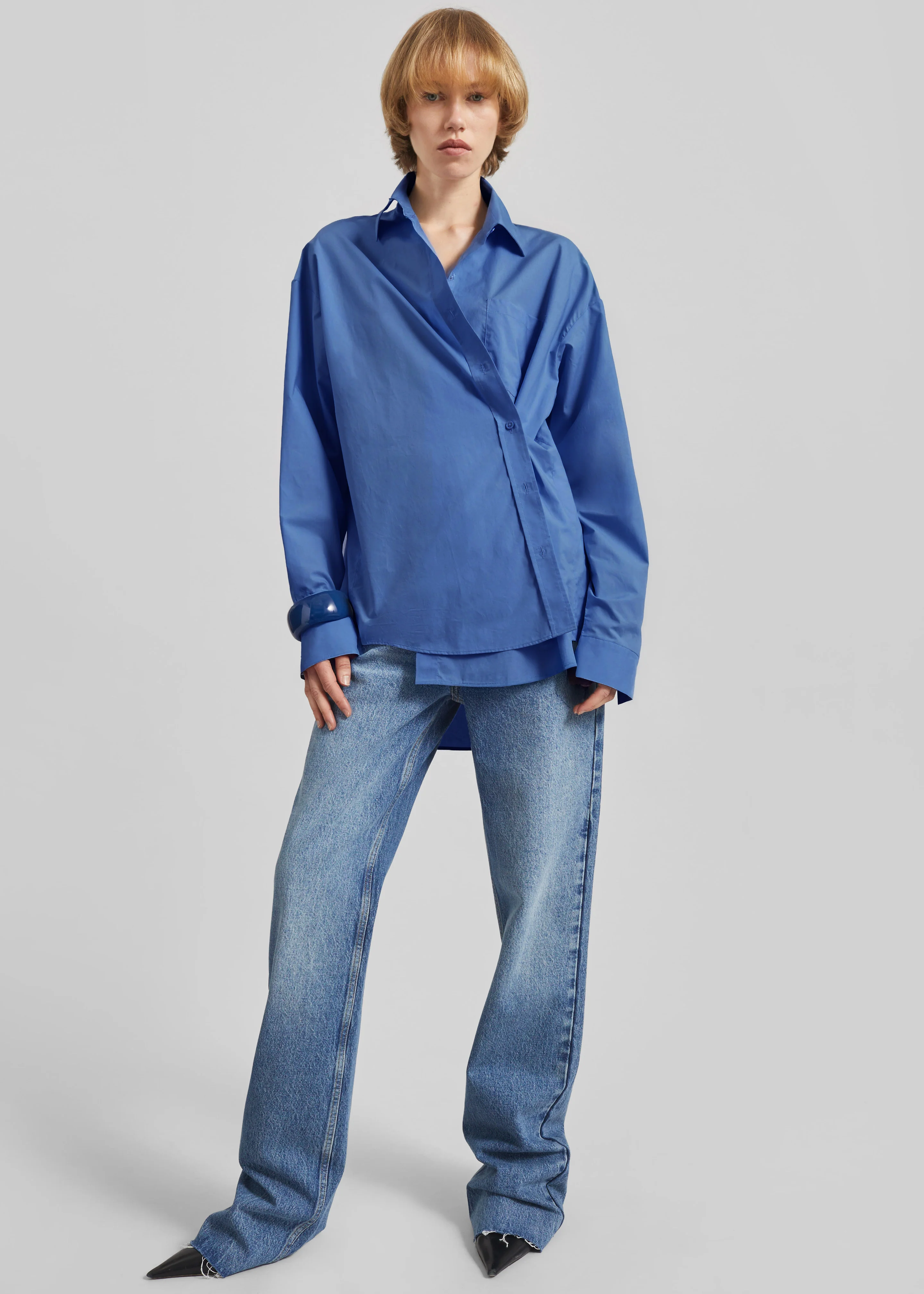 Ornella Side Button-Up Shirt - Cobalt - Image 4