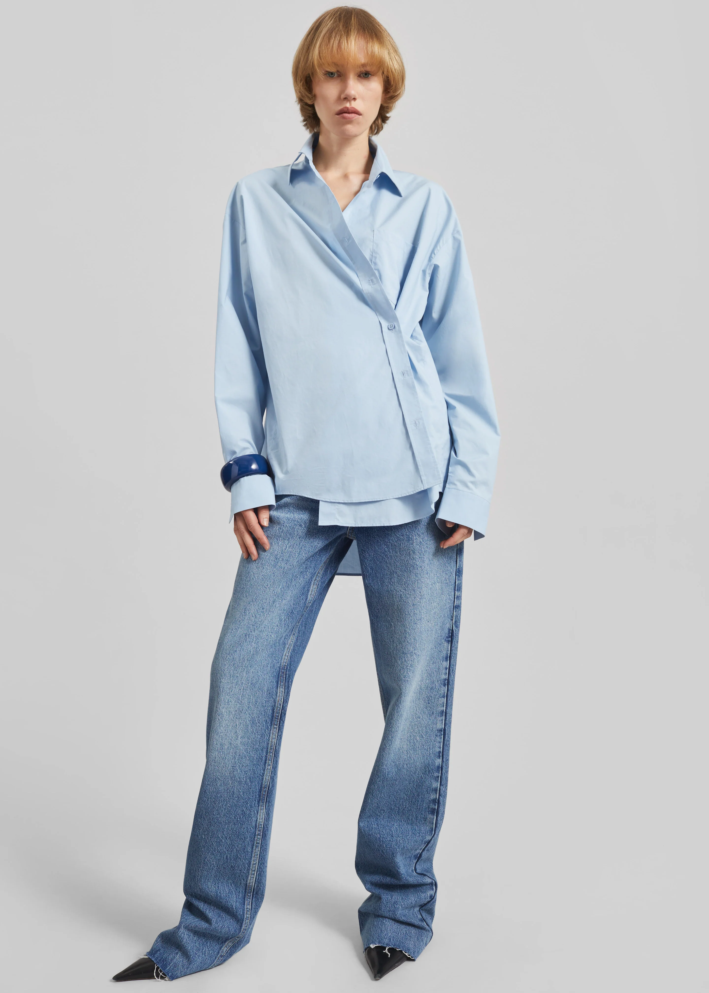 Ornella Side Button-Up Shirt - Light Blue - Image 5