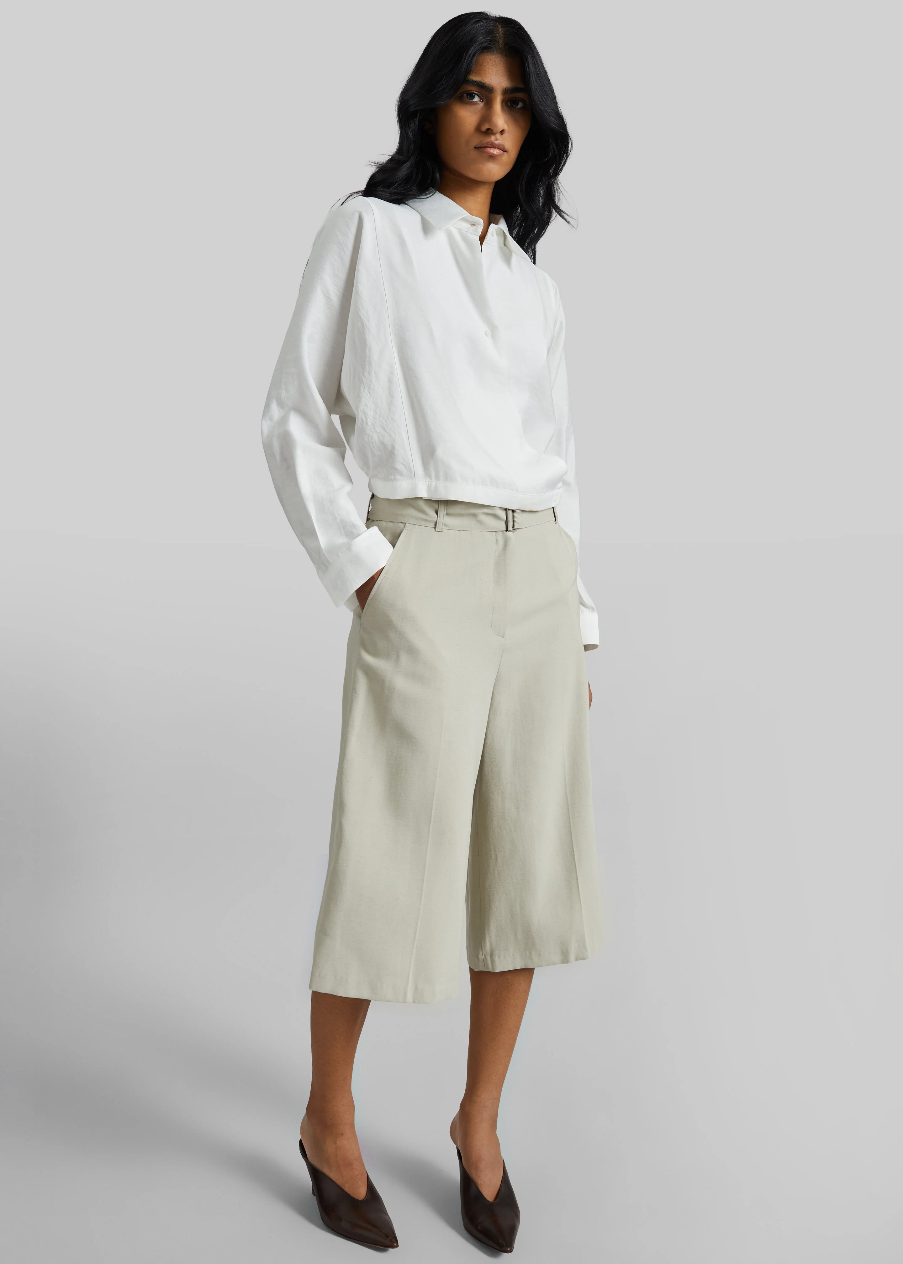 Orsel Cropped Crossover Shirt - White - Image 2