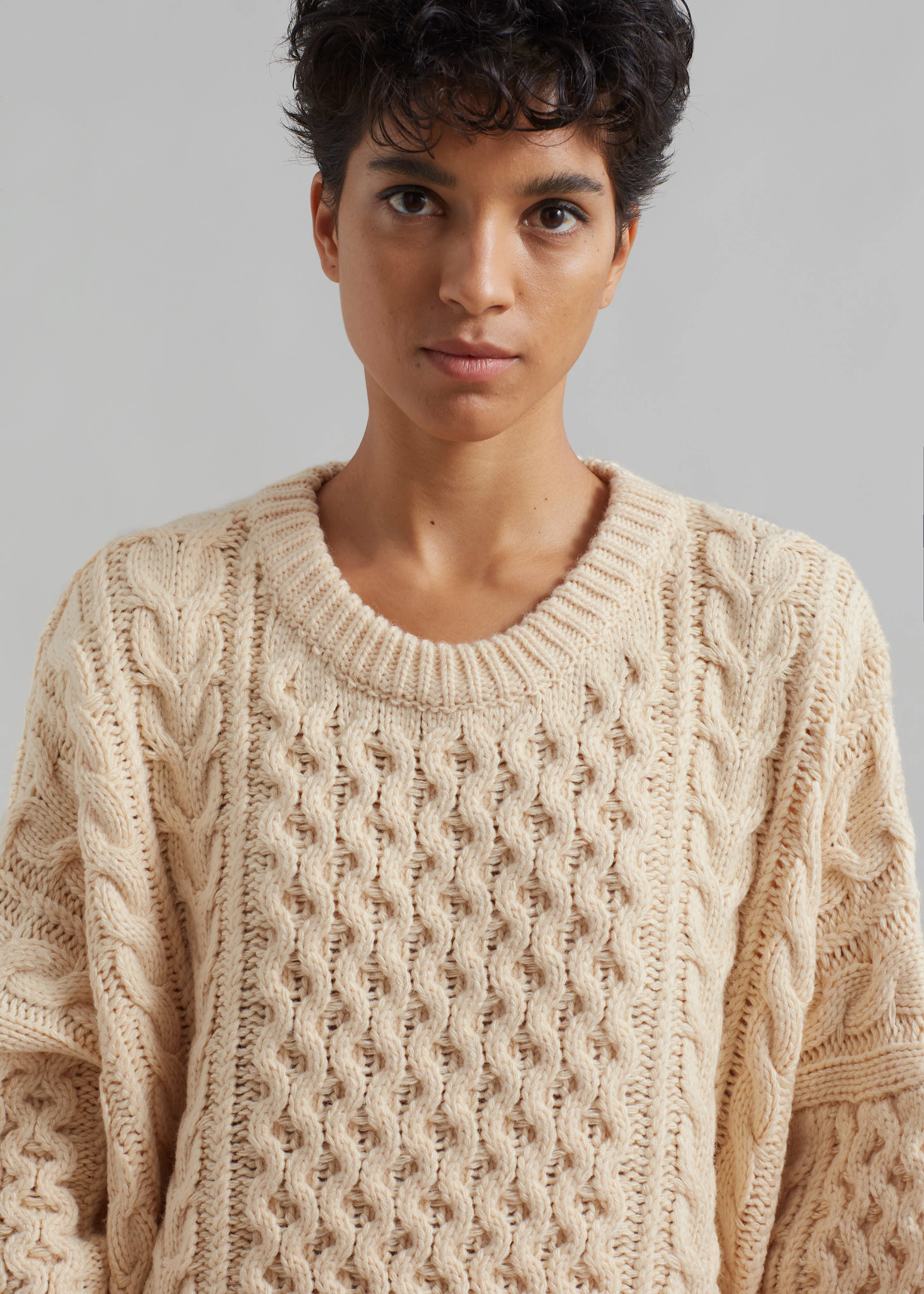 Pailey Braided Sweater - Cream - Image 4