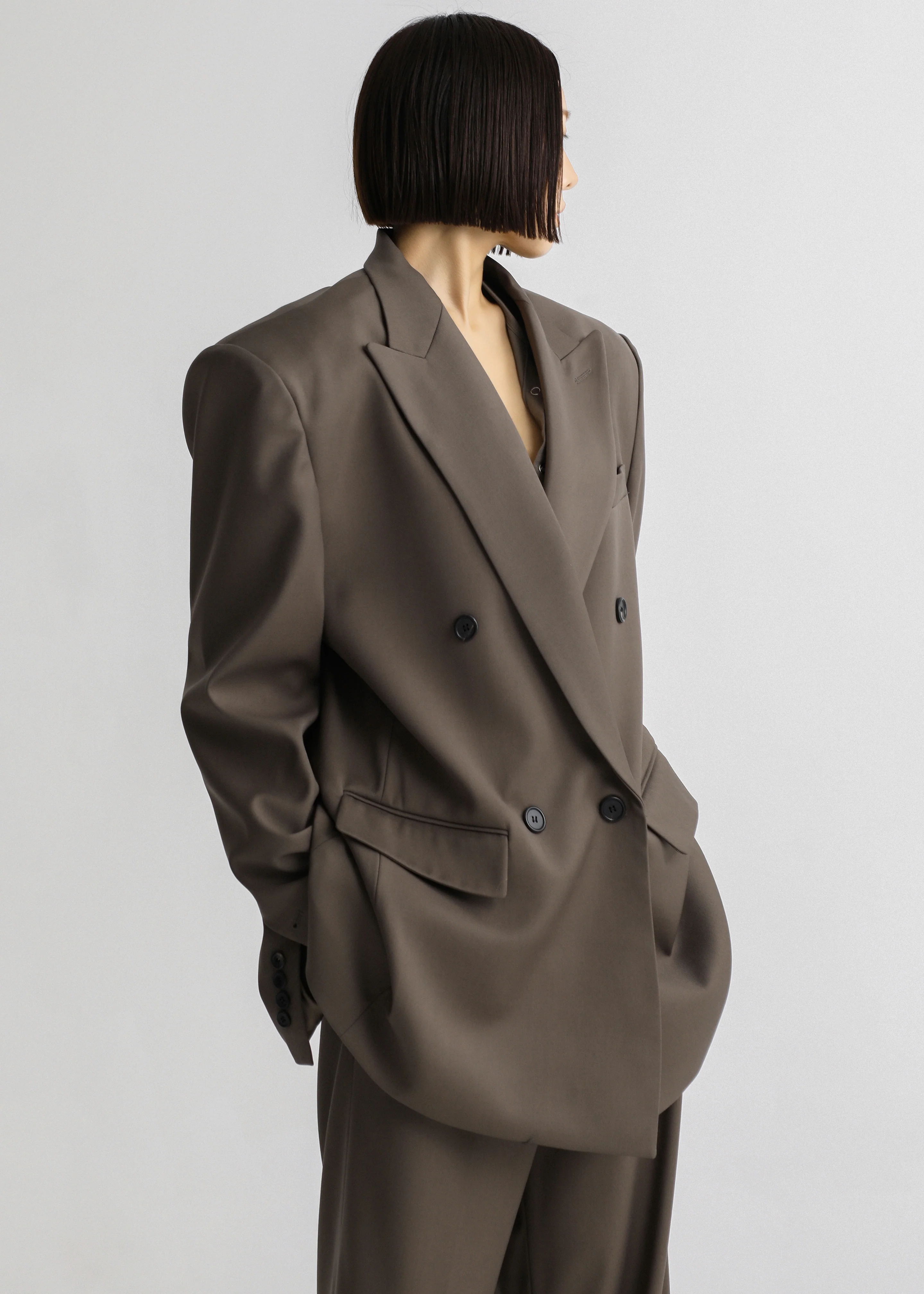 Pallen Double Breasted Blazer - Brown - Image 13