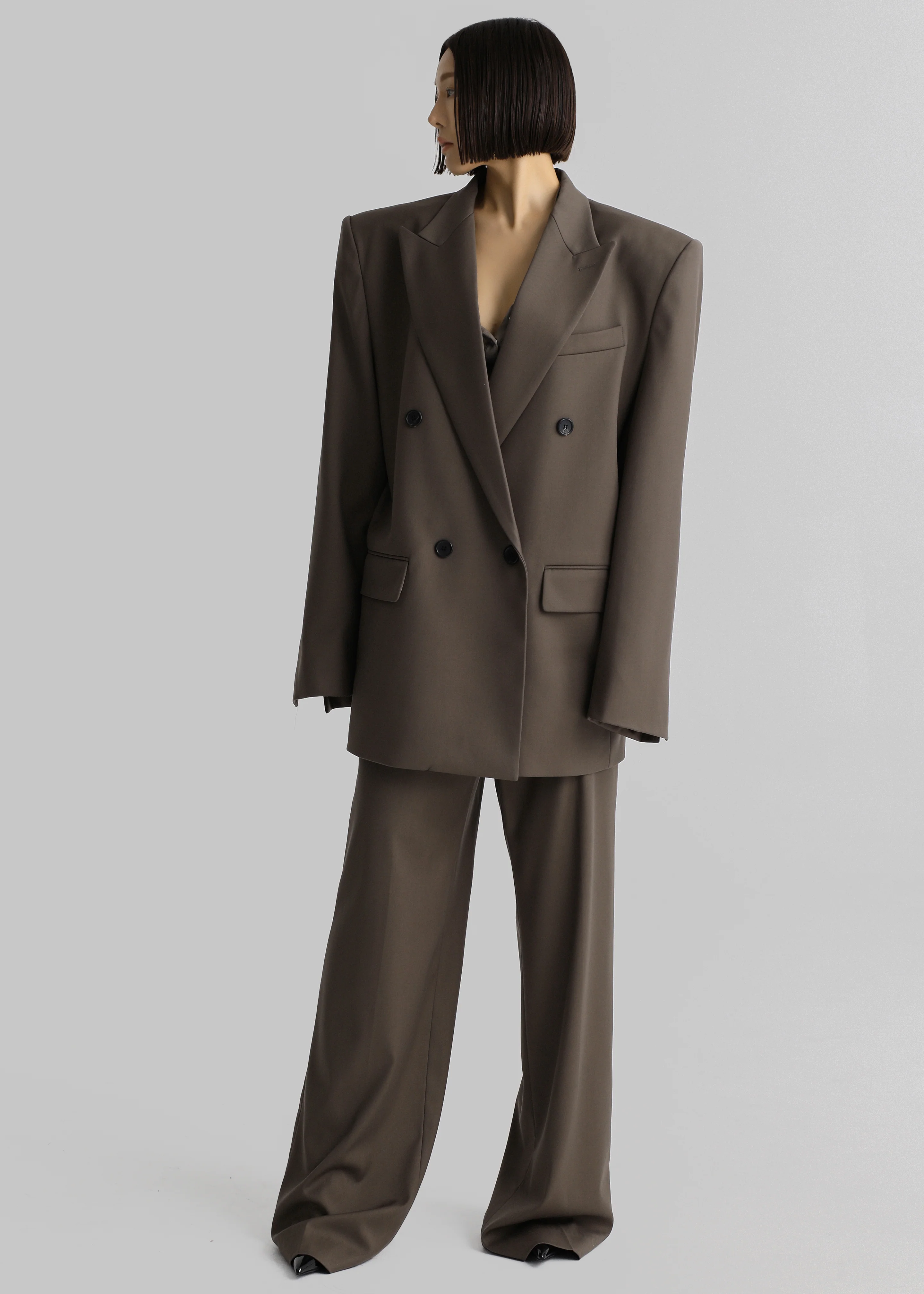 Pallen Double Breasted Blazer - Brown - Image 15