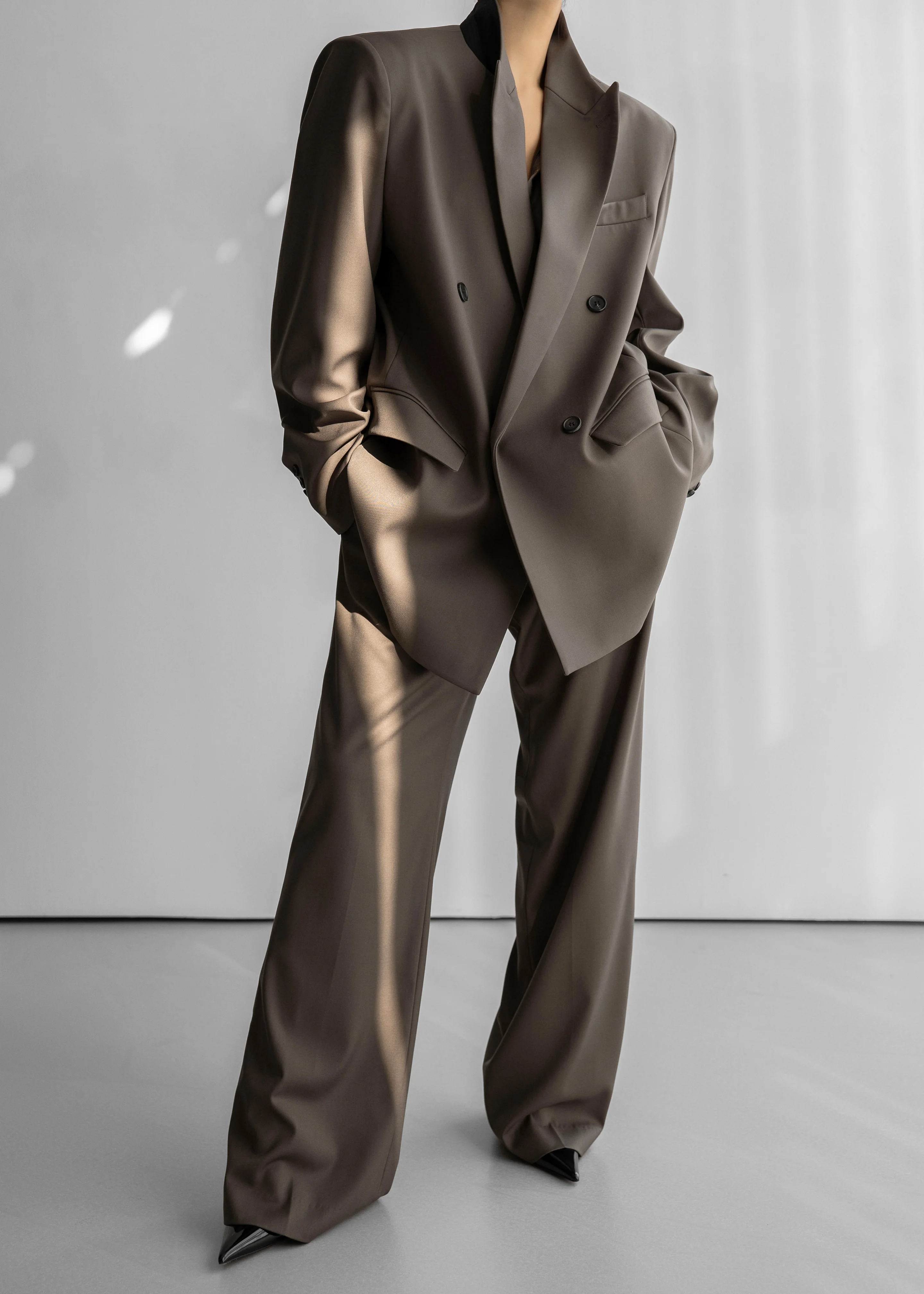Pallen Double Breasted Blazer - Brown - Image 9