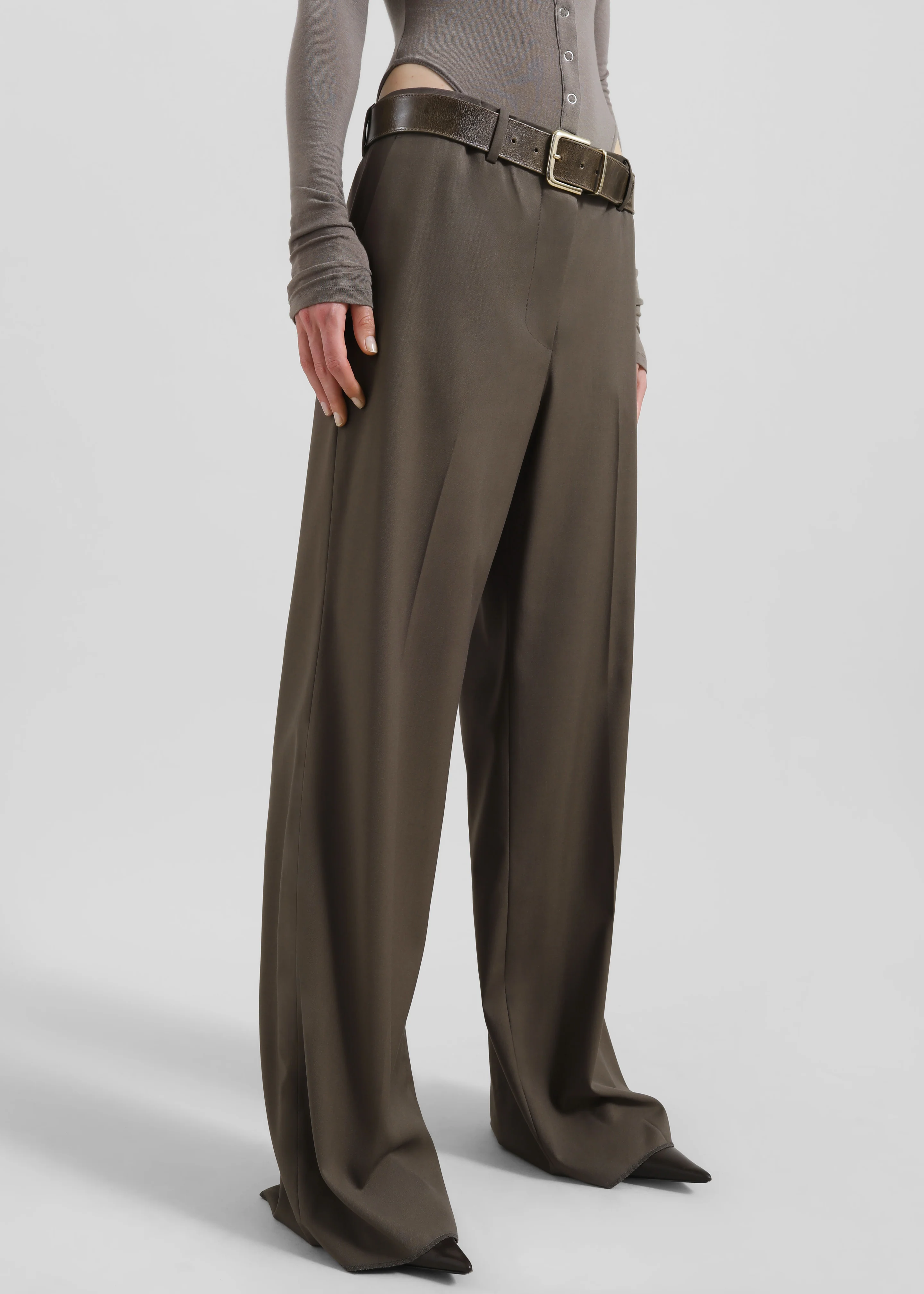Pallen Wide Trousers - Brown - Image 2