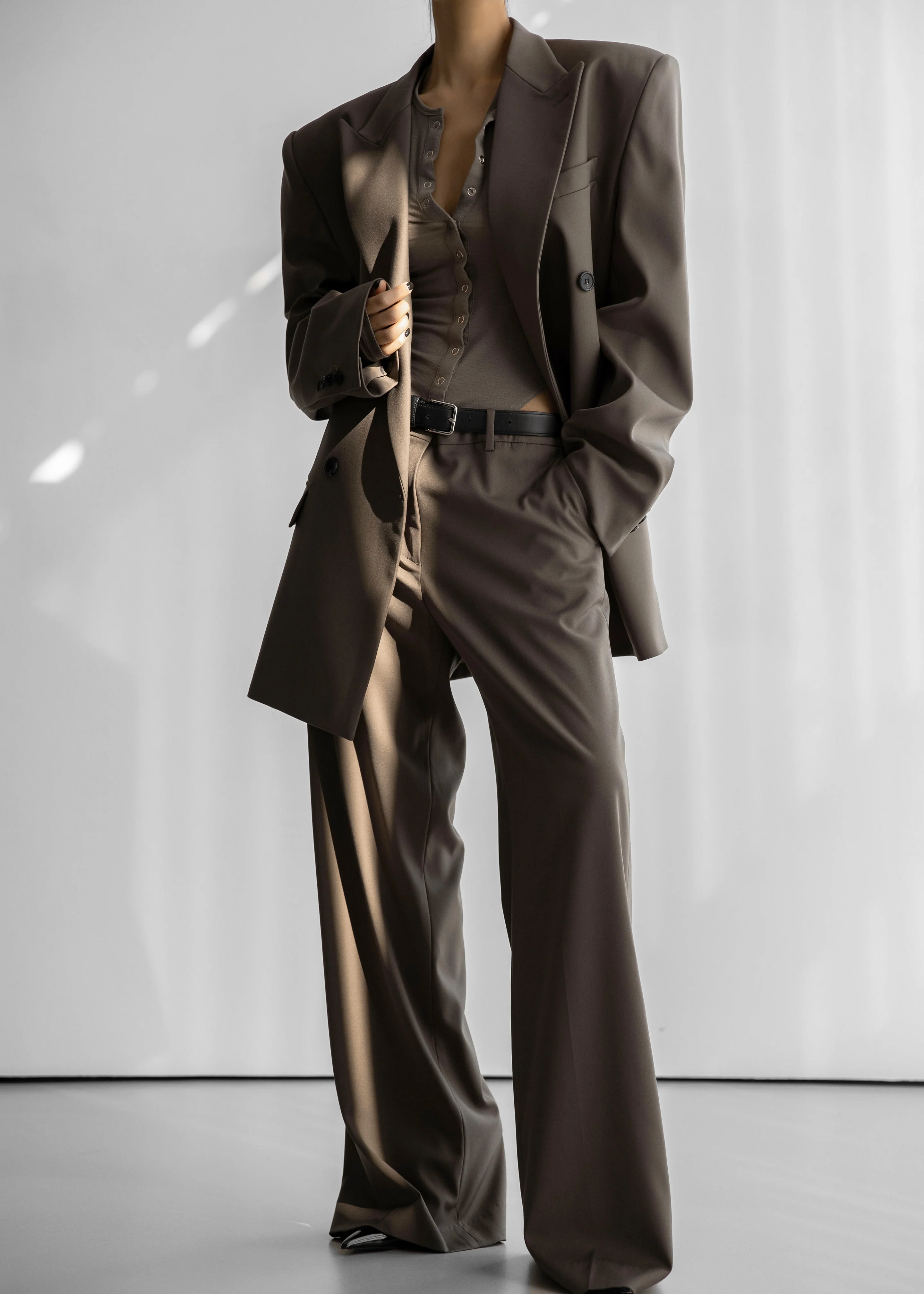Pallen Wide Trousers - Brown - Image 7