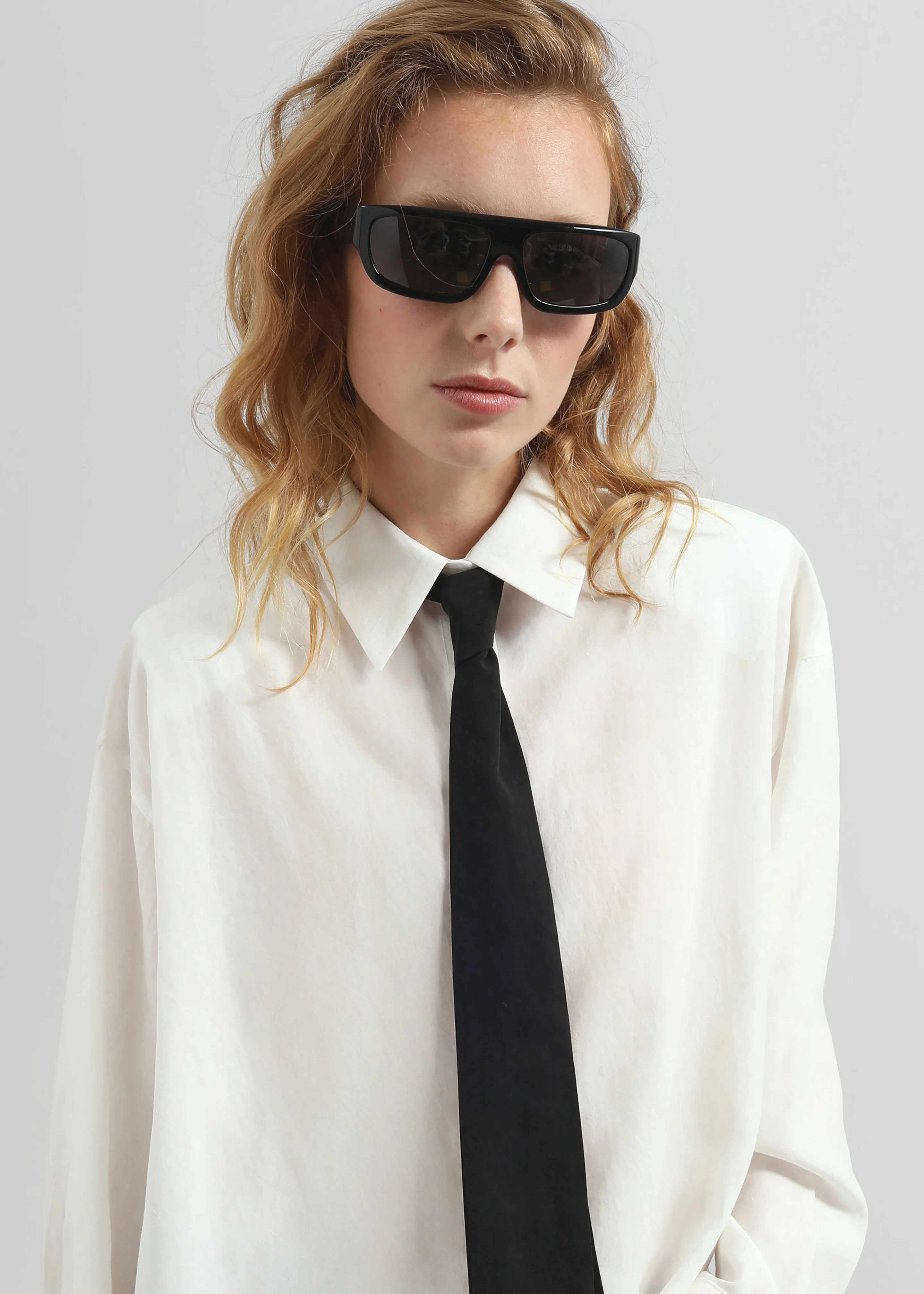 Patti Neck Tie Shirt - White - Image 3