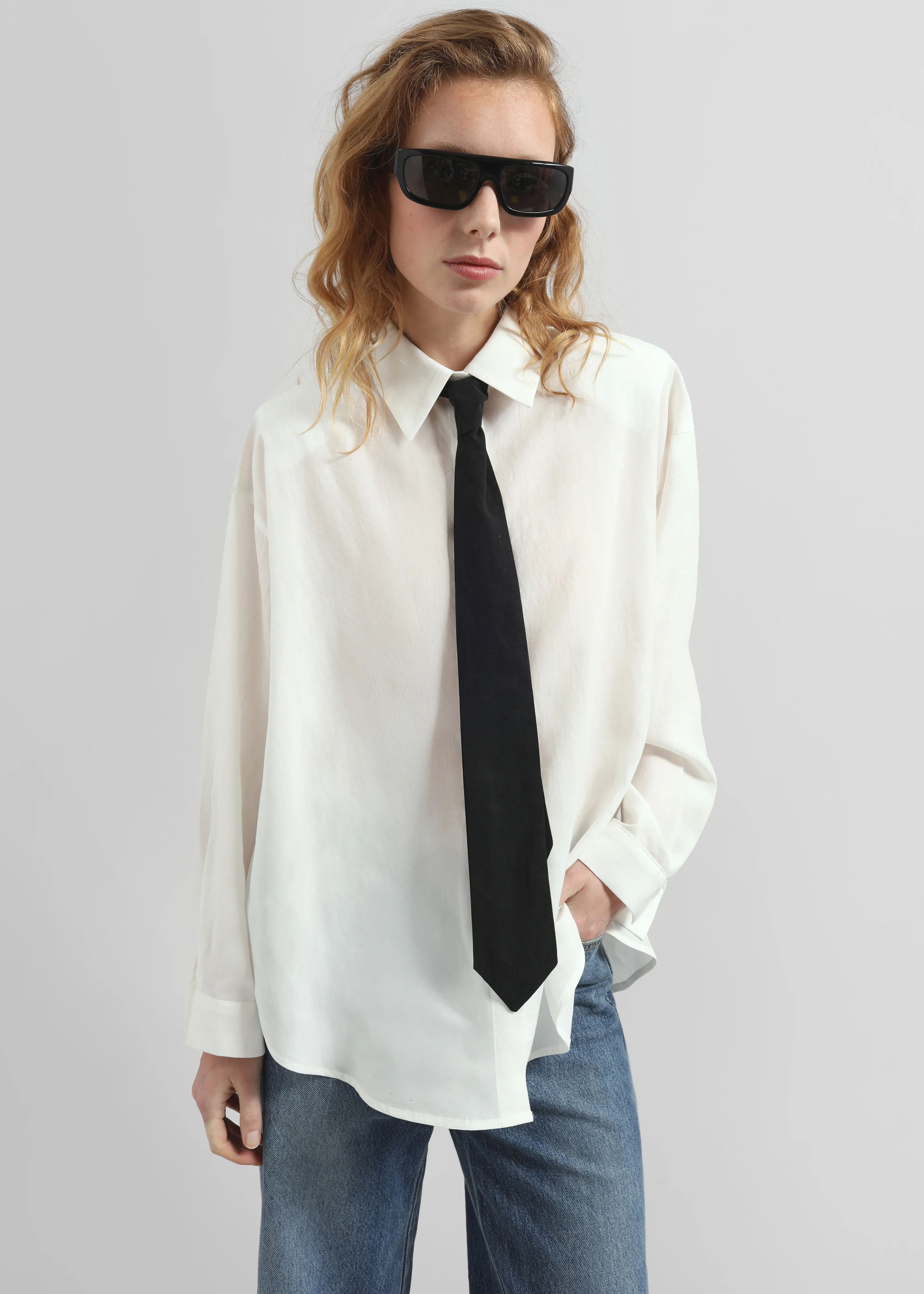Patti Neck Tie Shirt - White - Image 4