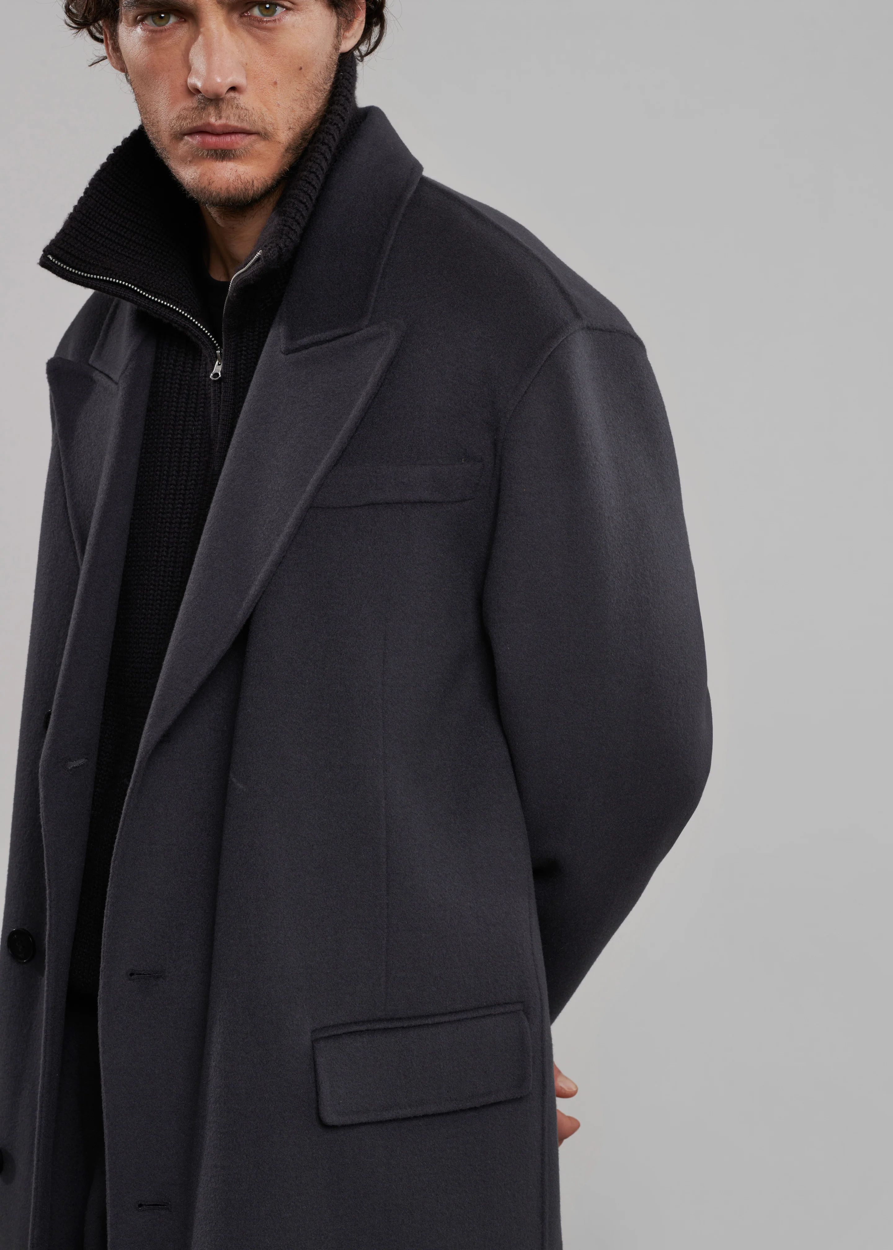Paxton Wool Coat - Dark Grey - Image 4