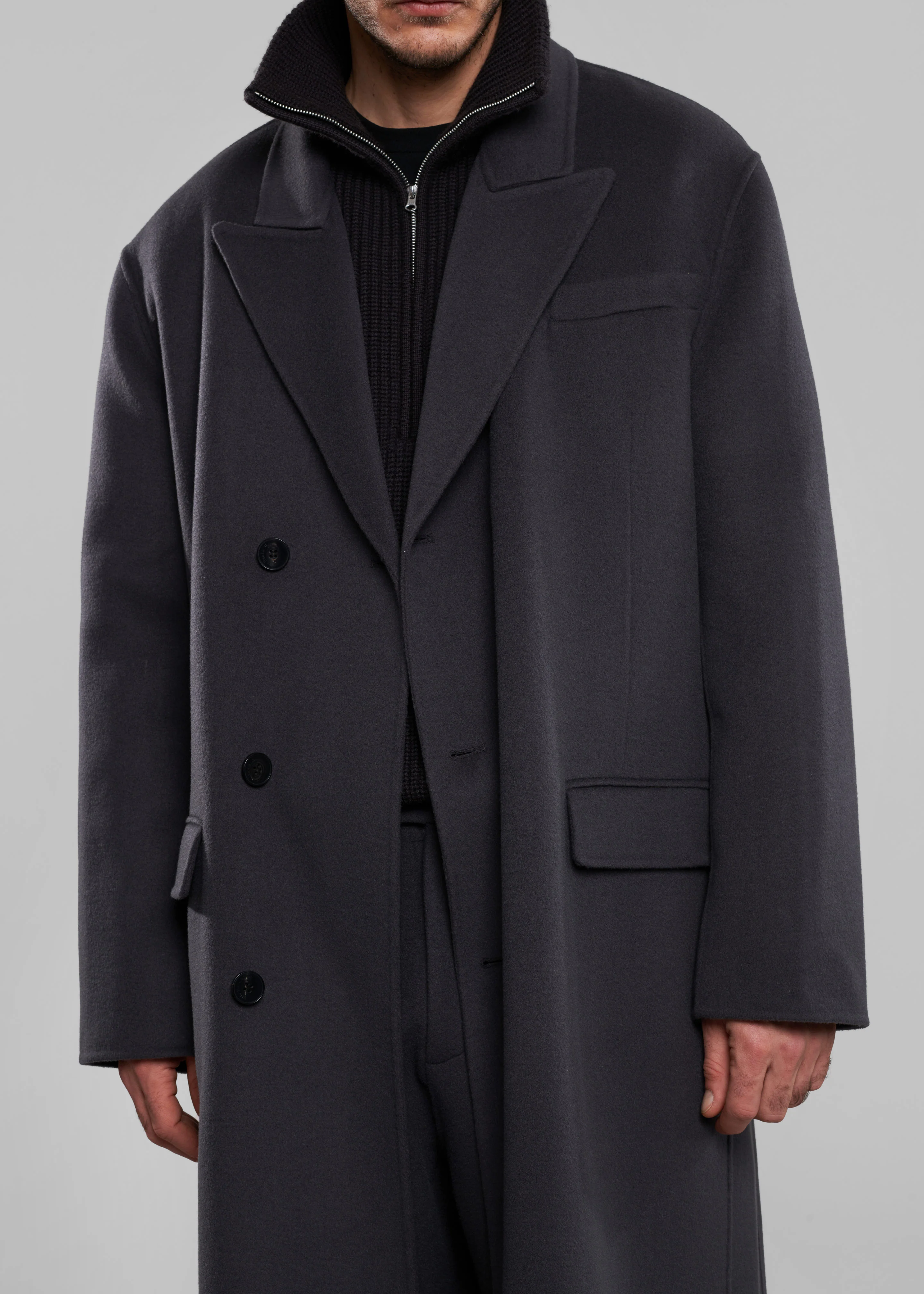 Paxton Wool Coat - Dark Grey - Image 5