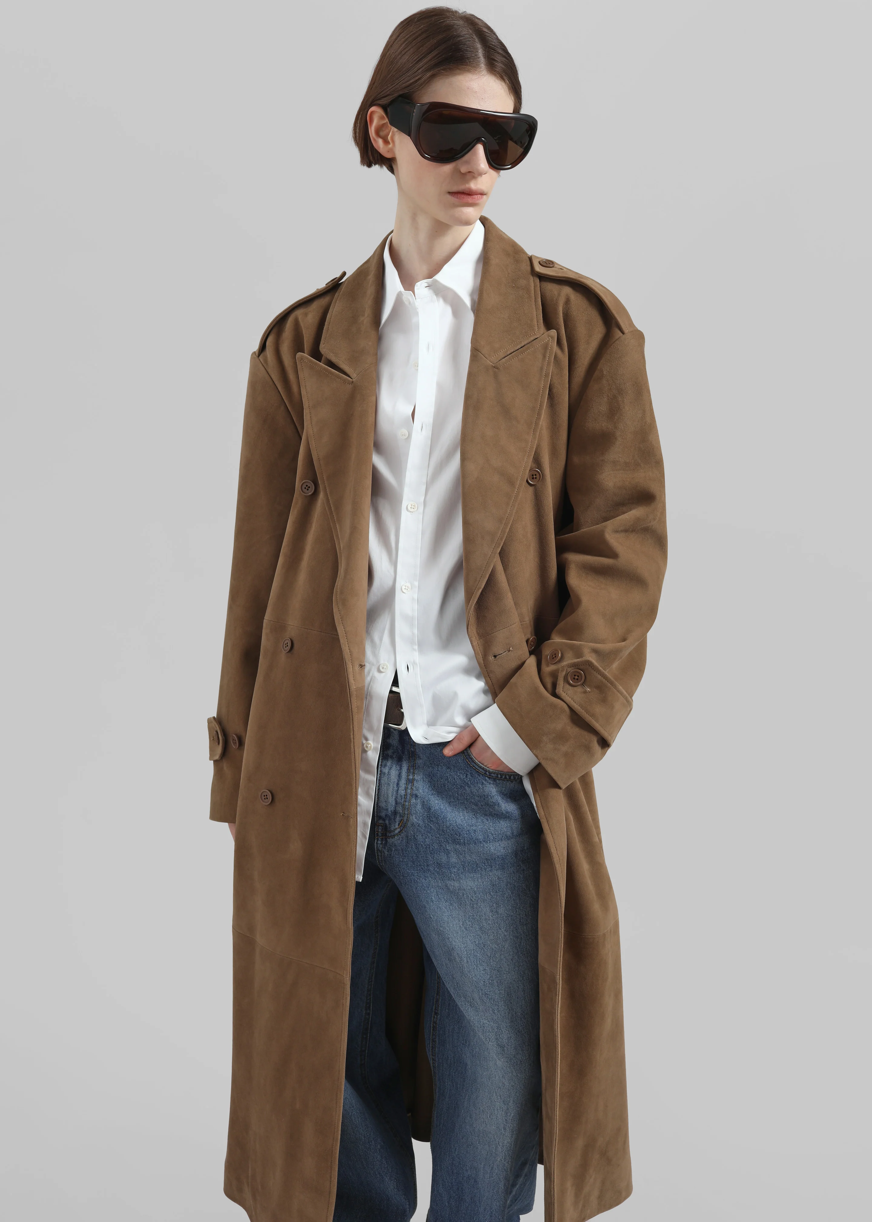 Pembroke Faux Suede Trench - Camel - Image 2