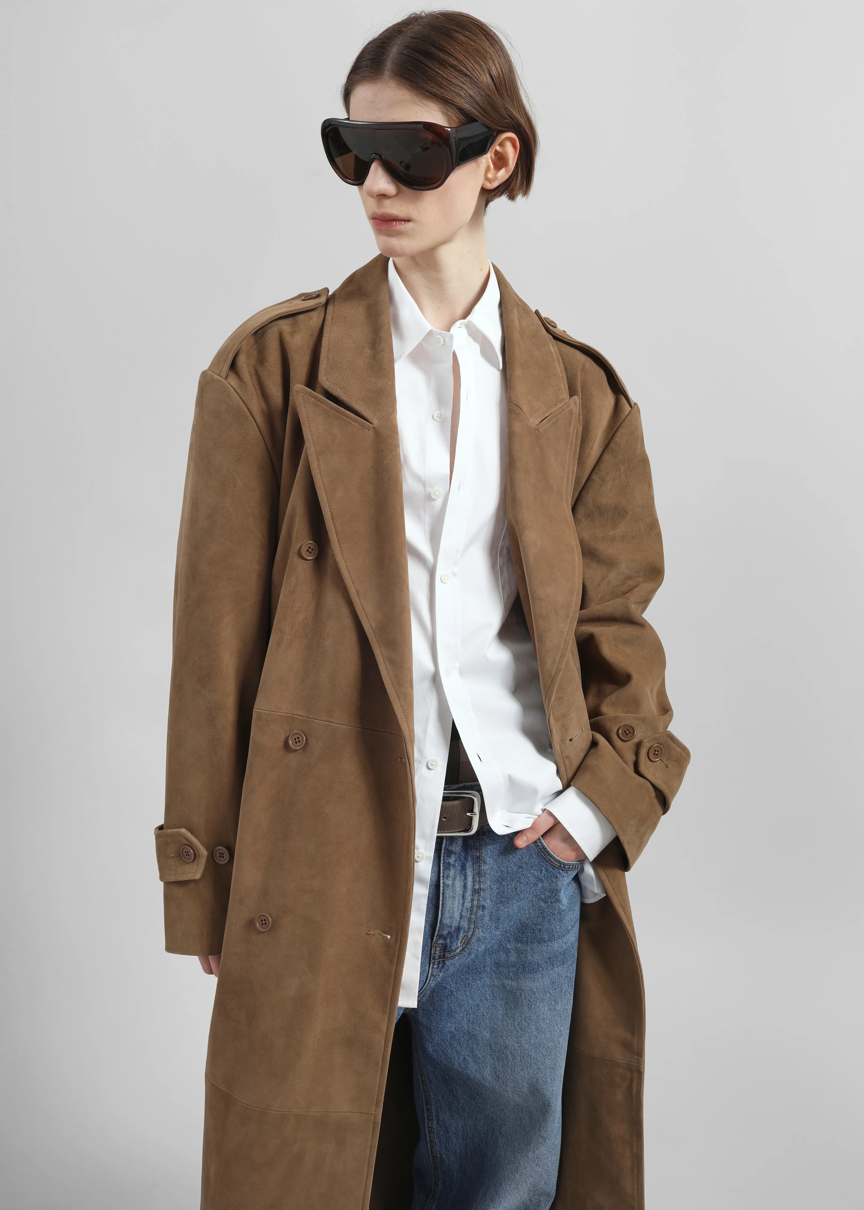 Pembroke Faux Suede Trench - Camel - Image 5