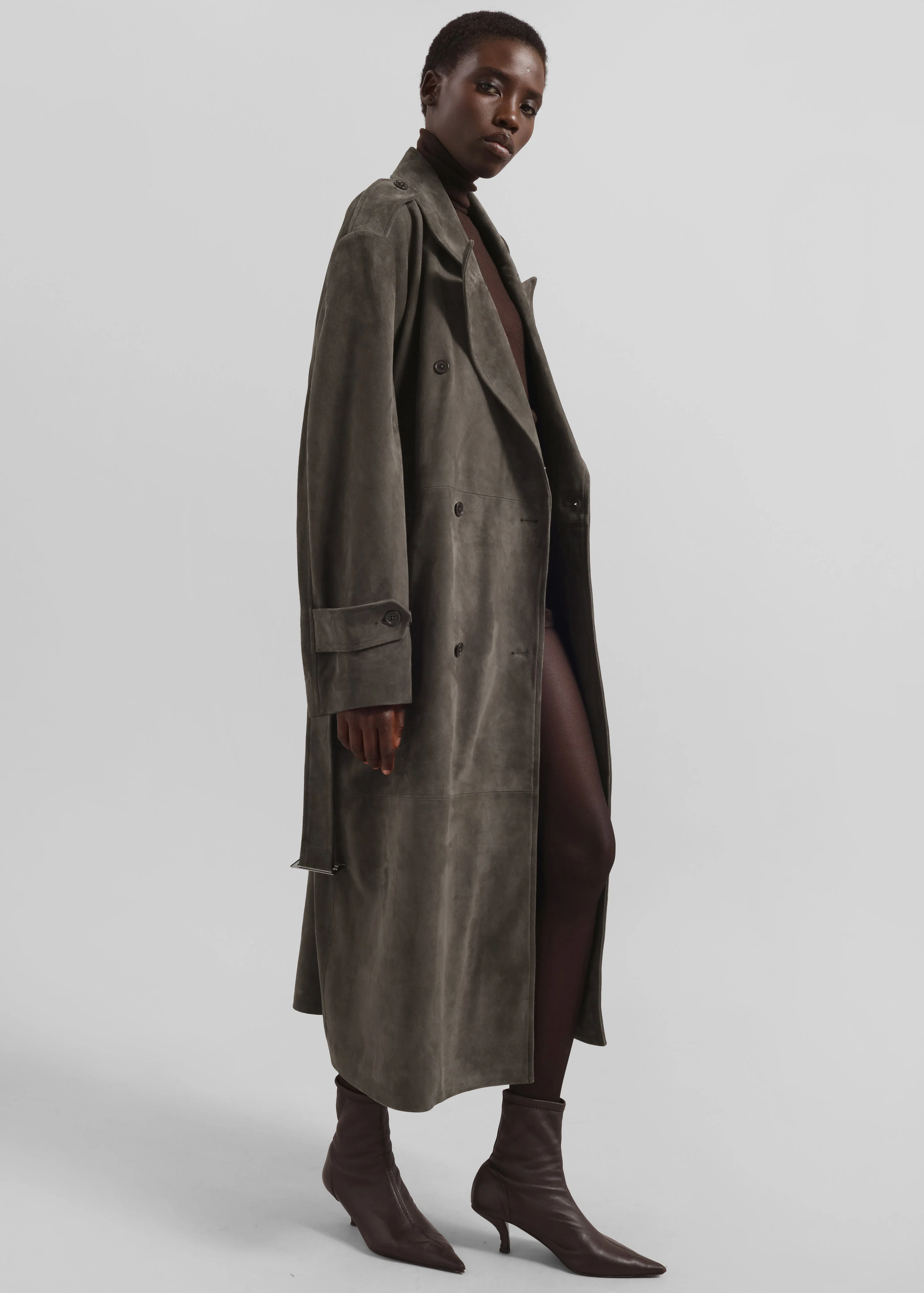 Pembroke Faux Suede Trench - Mousse - Image 3
