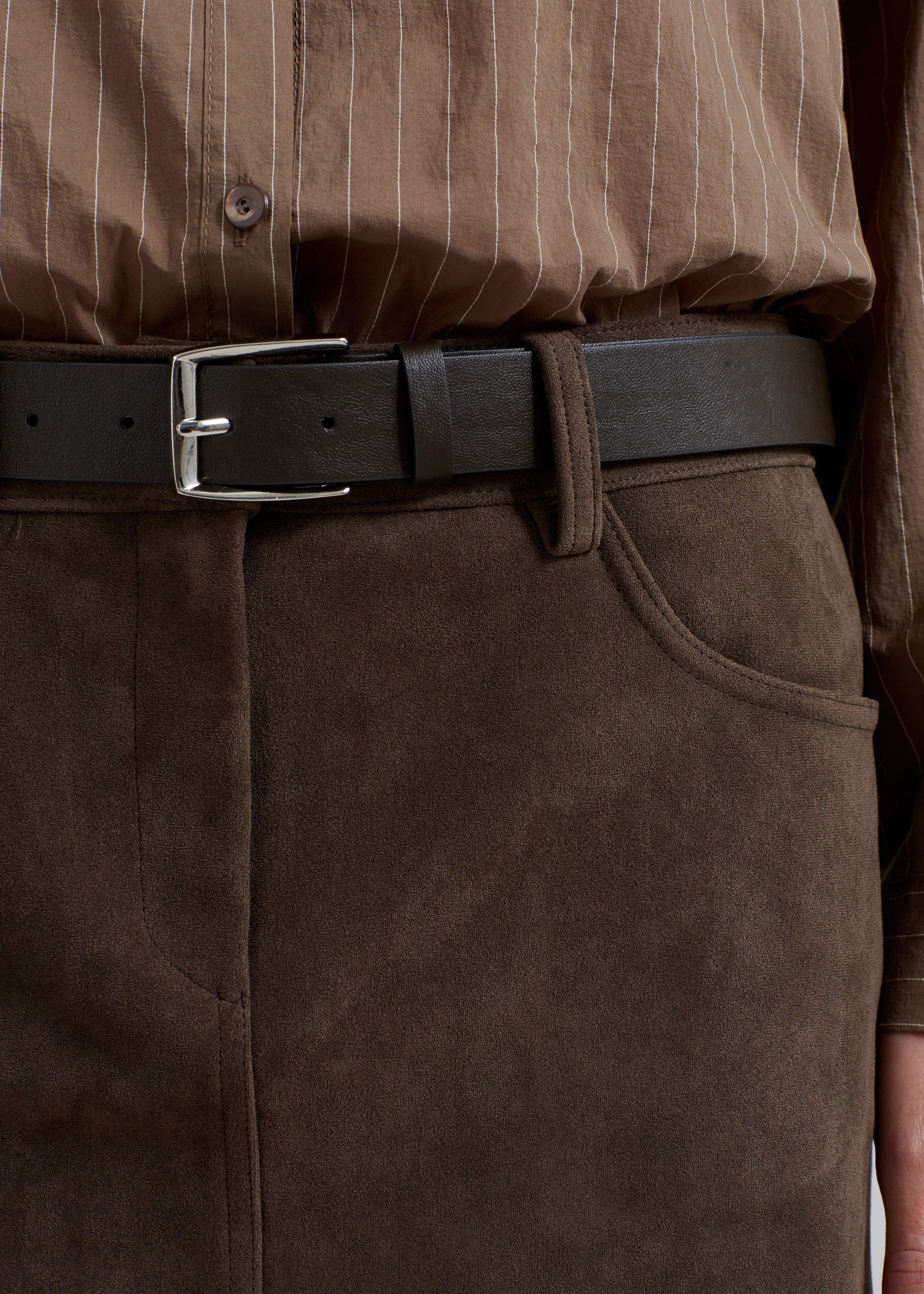 Peoria Faux Suede Mini Skirt - Brown - Image 7