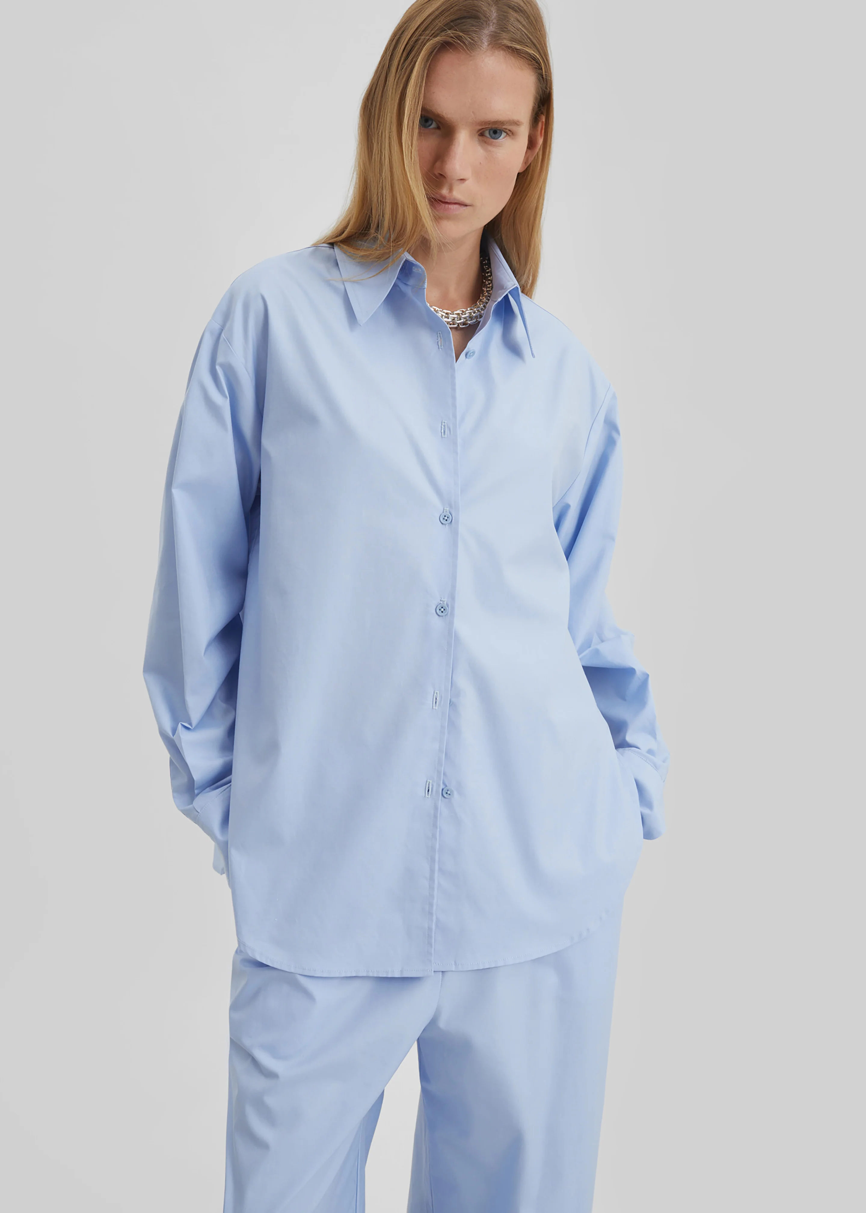 Peri Cotton Shirt - Light Blue - Image 4