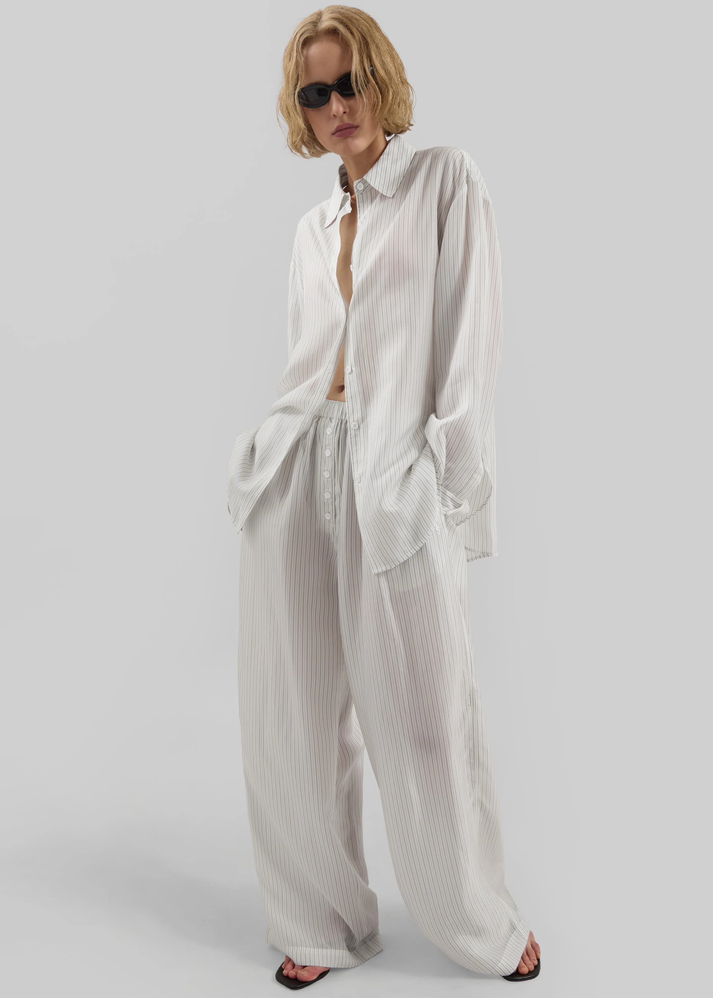 Peri Double Striped Shirt - White/Black Stripe - Image 7