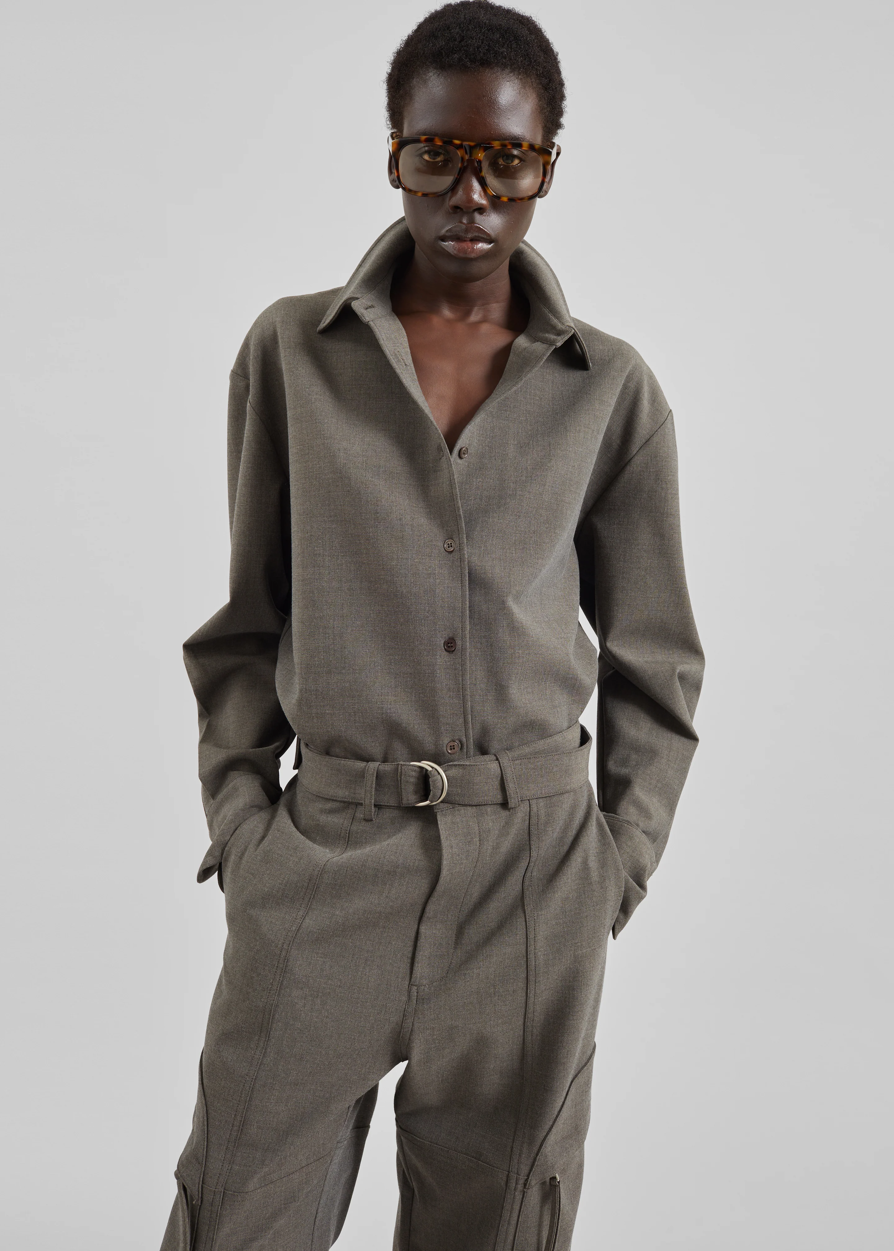 Peri Double Weave Shirt - Taupe Melange - Image 2