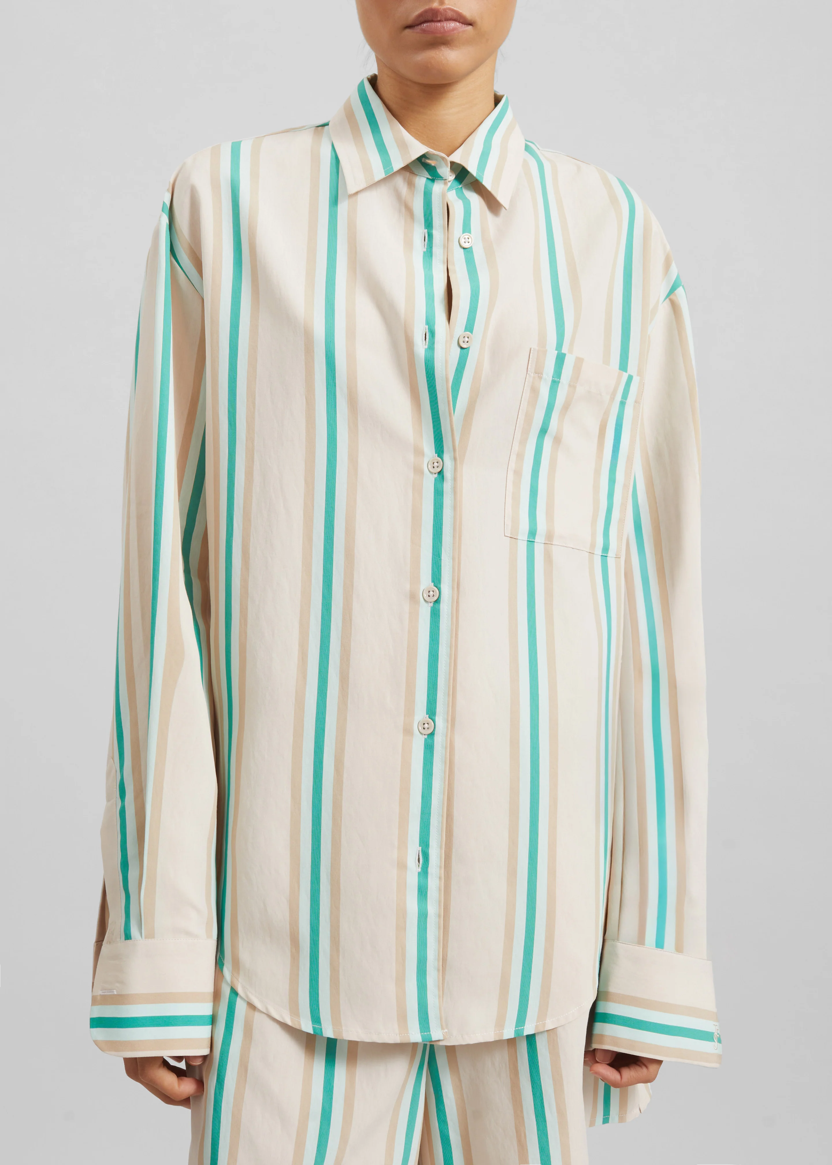 Peri Fluid Shirt - Beige Multi Stripe - Image 6