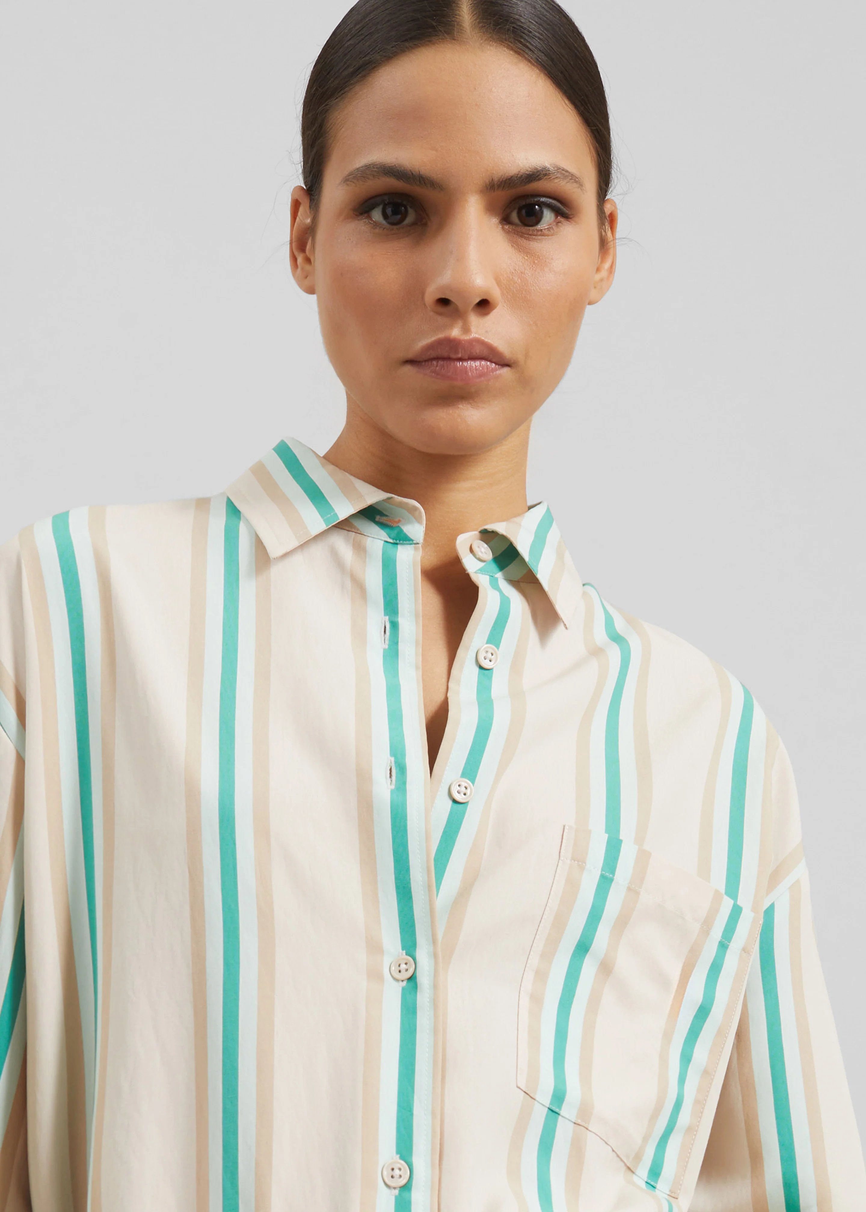Peri Fluid Shirt - Beige Multi Stripe - Image 7