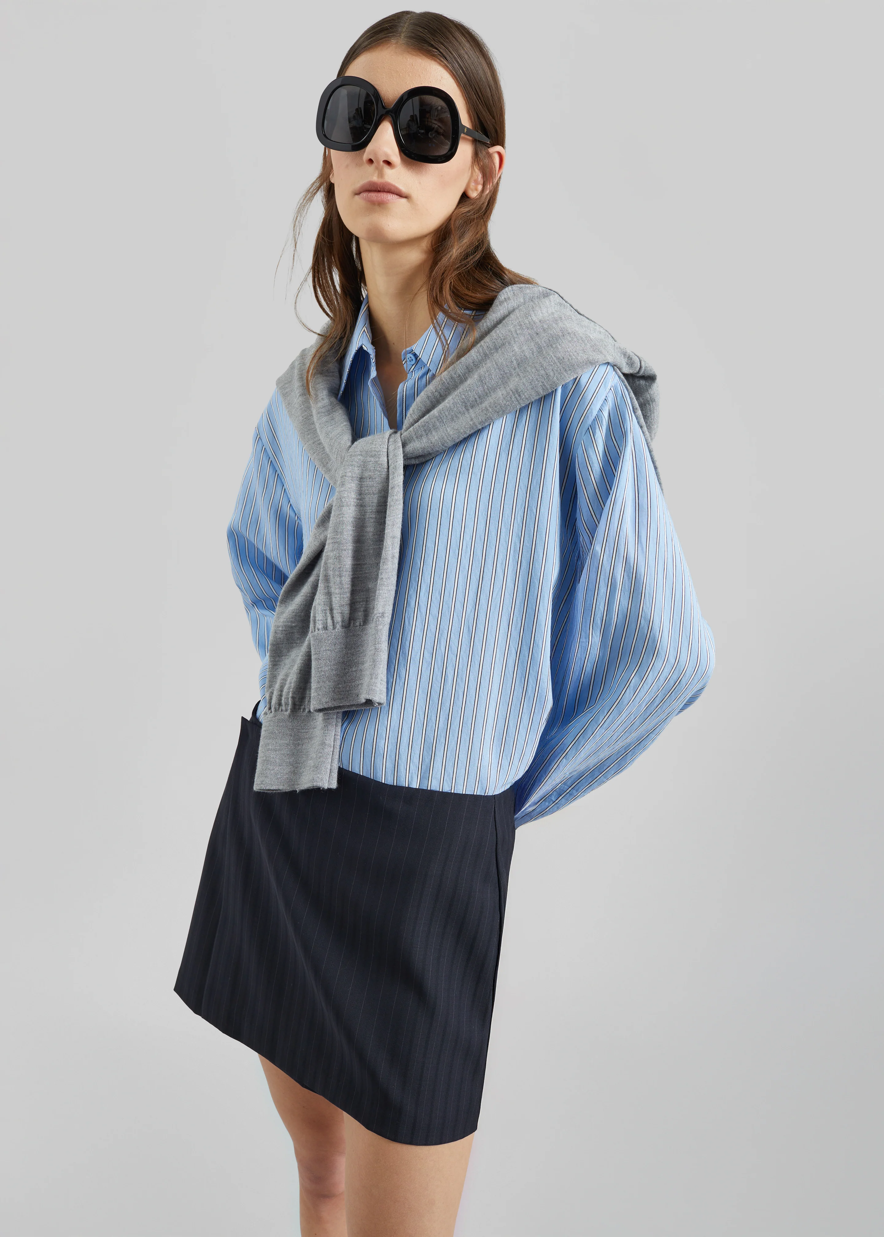 Peri Fluid Shirt - Blue/White Stripe - Image 4