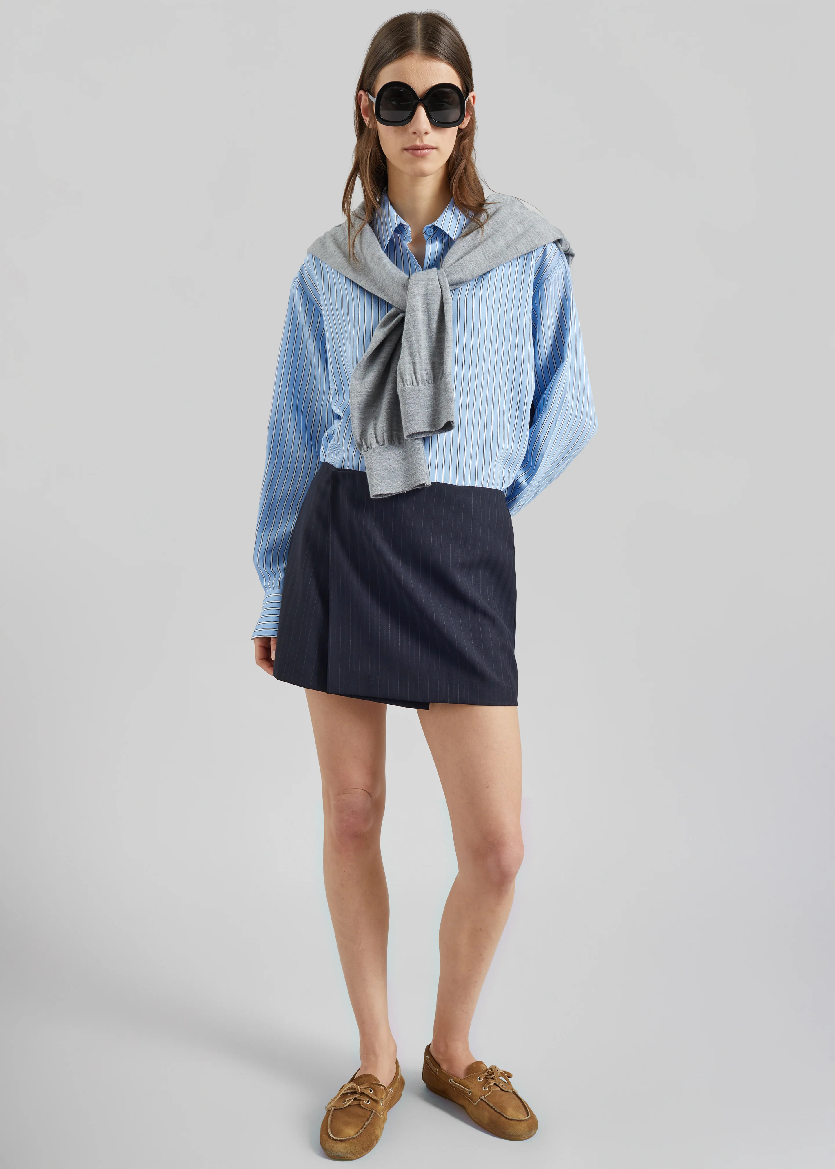 Peri Fluid Shirt - Blue/White Stripe - Image 5