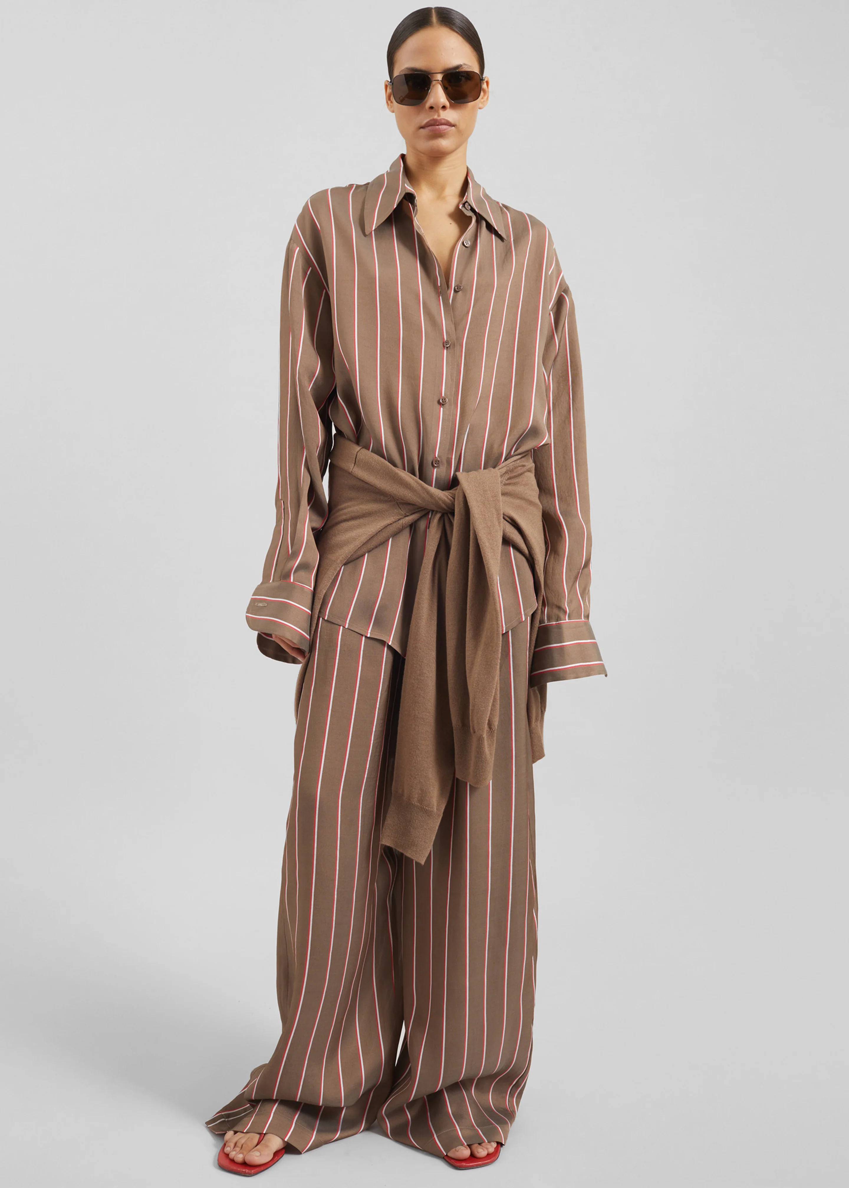 Peri Fluid Shirt - Brown Multi Stripe - Image 2