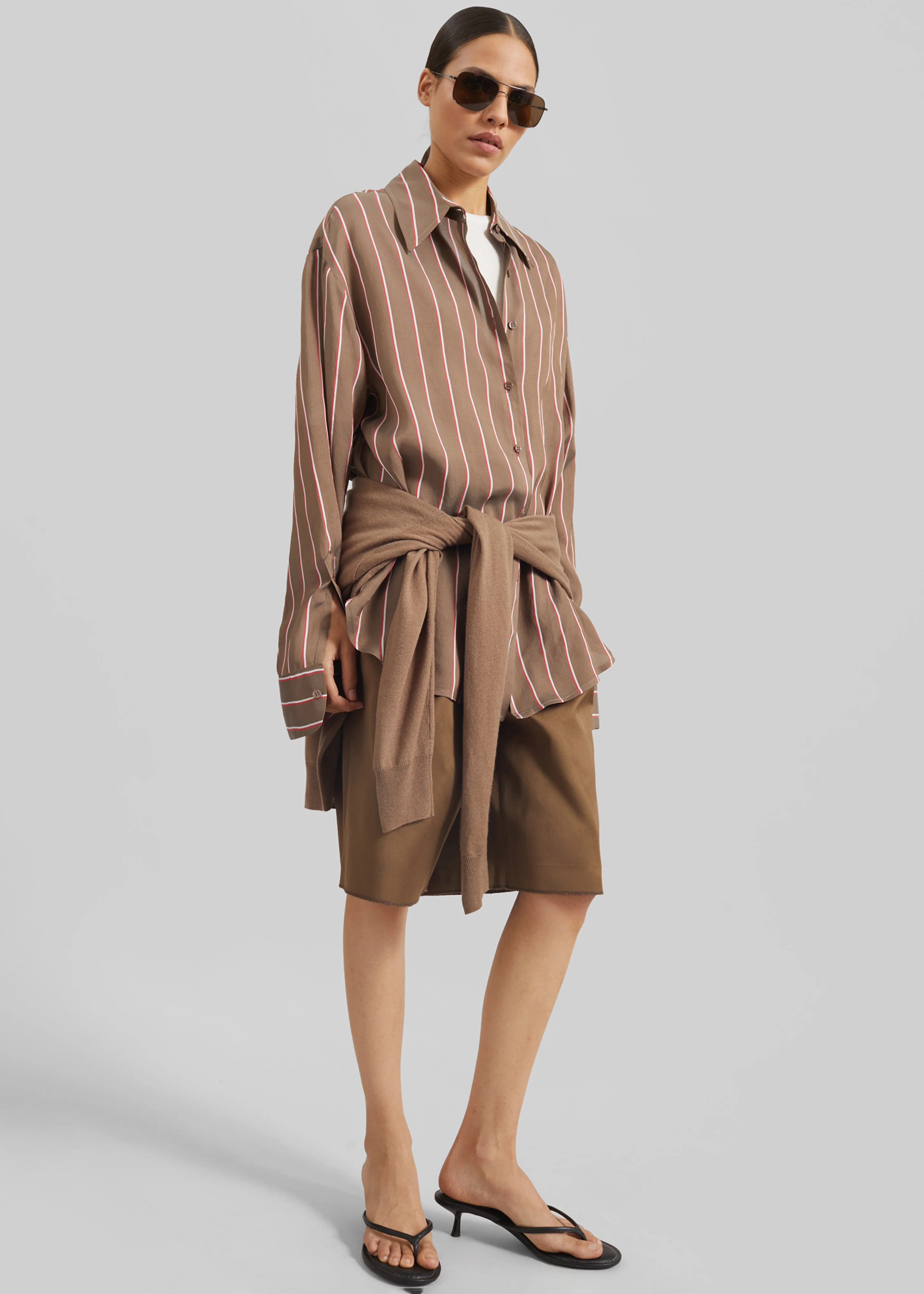 Peri Fluid Shirt - Brown Multi Stripe - Image 6