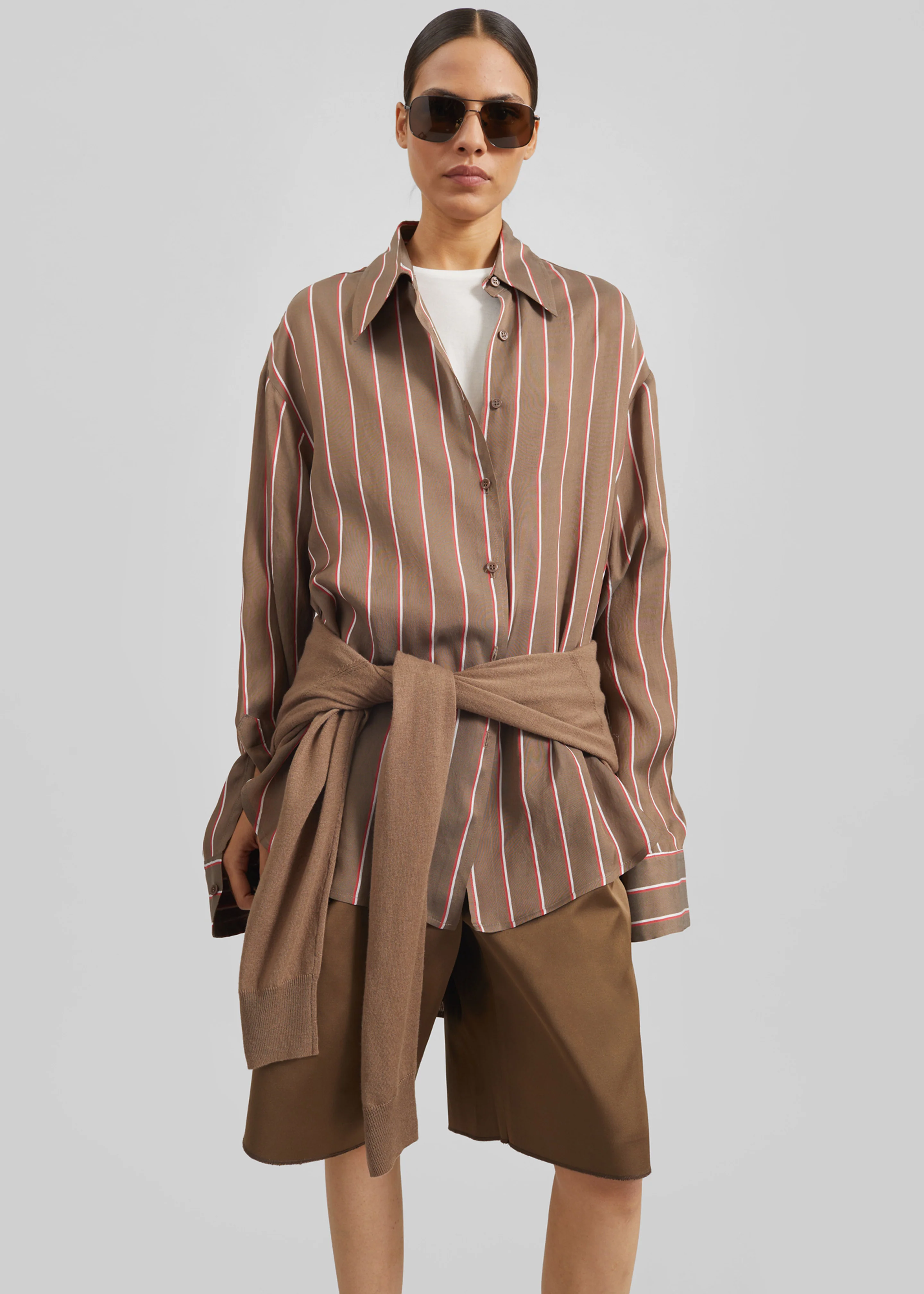 Peri Fluid Shirt - Brown Multi Stripe - Image 7