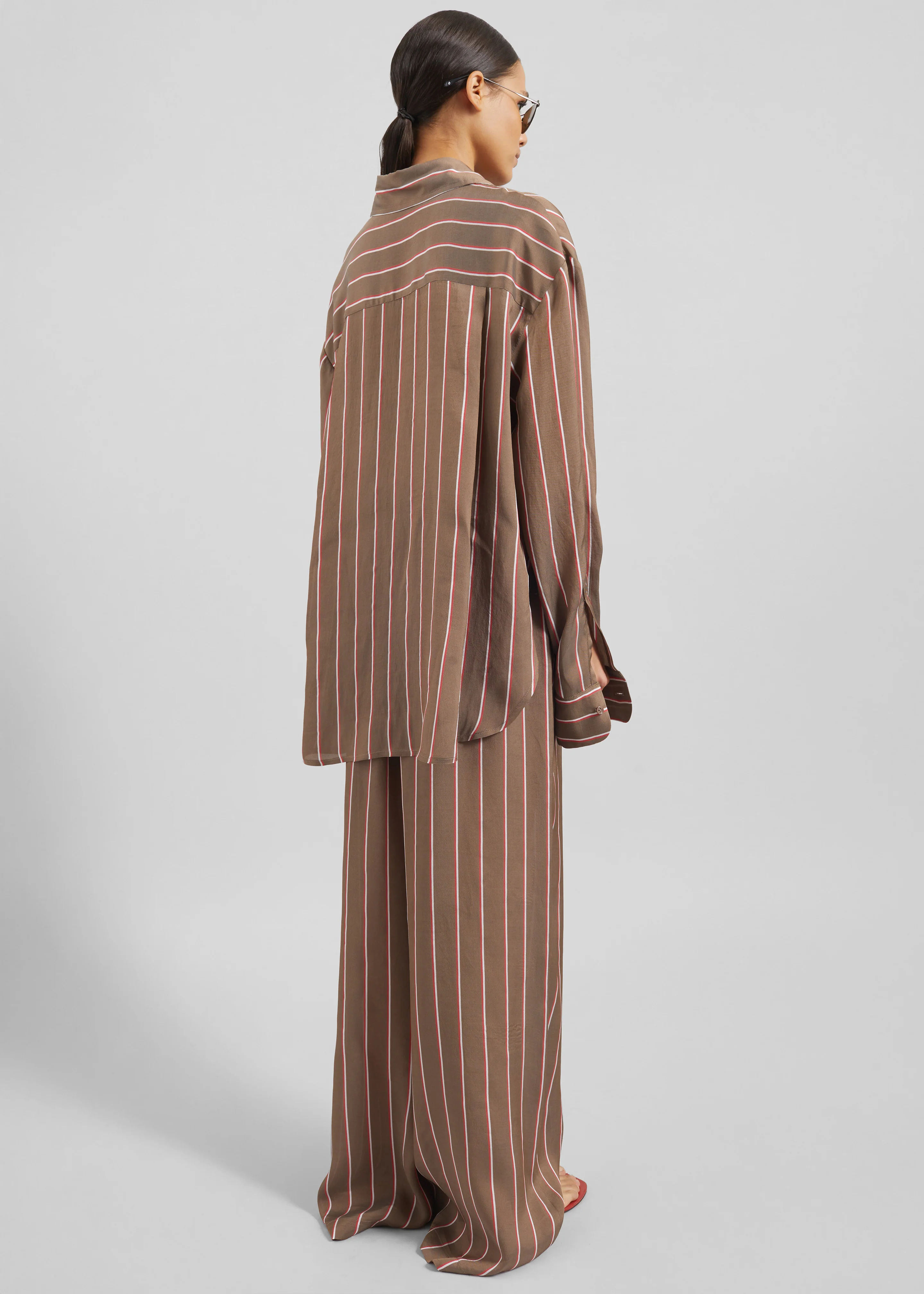 Peri Fluid Shirt - Brown Multi Stripe - Image 8