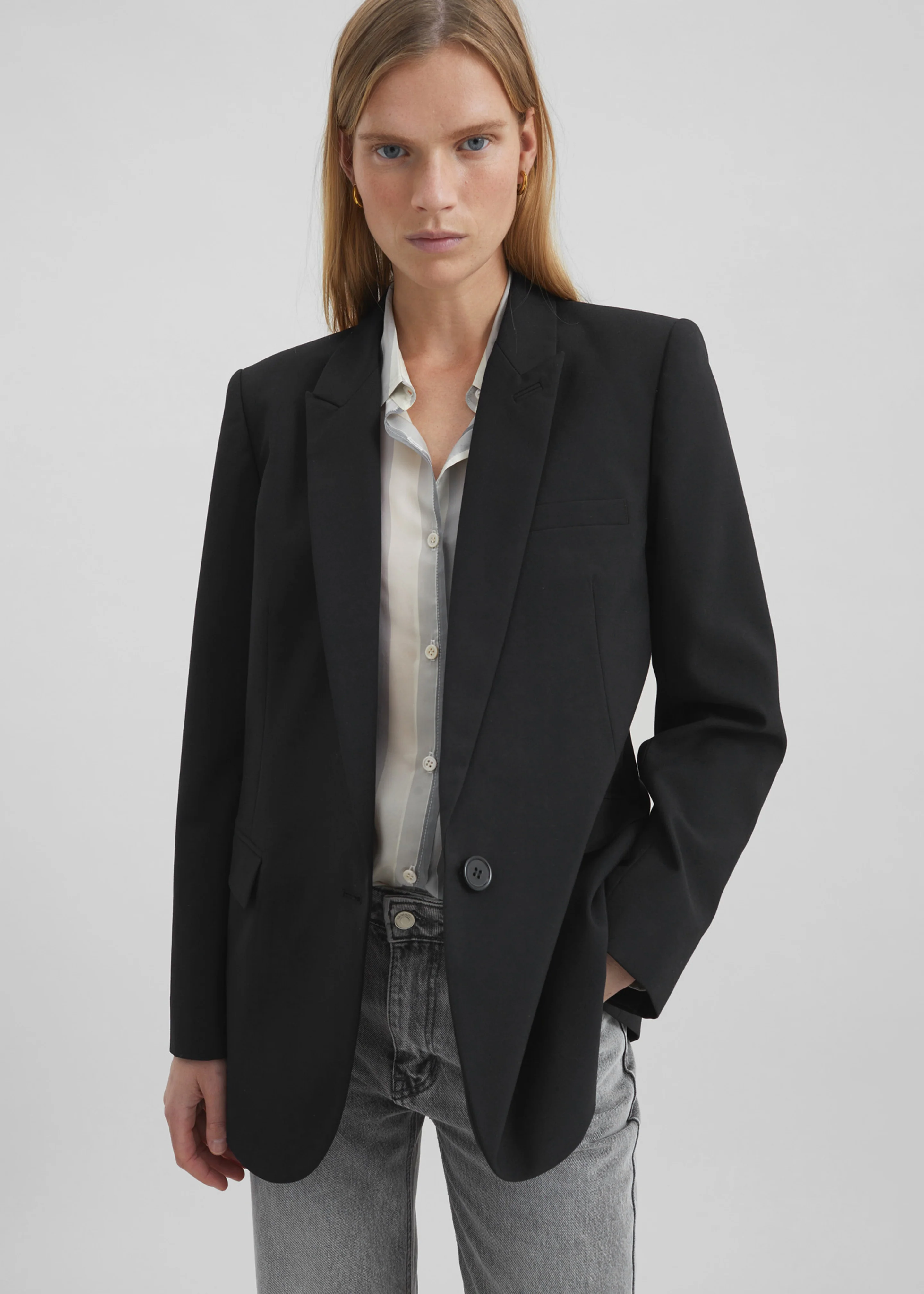 Peri Fluid Shirt - White/Grey Stripe - Image 8