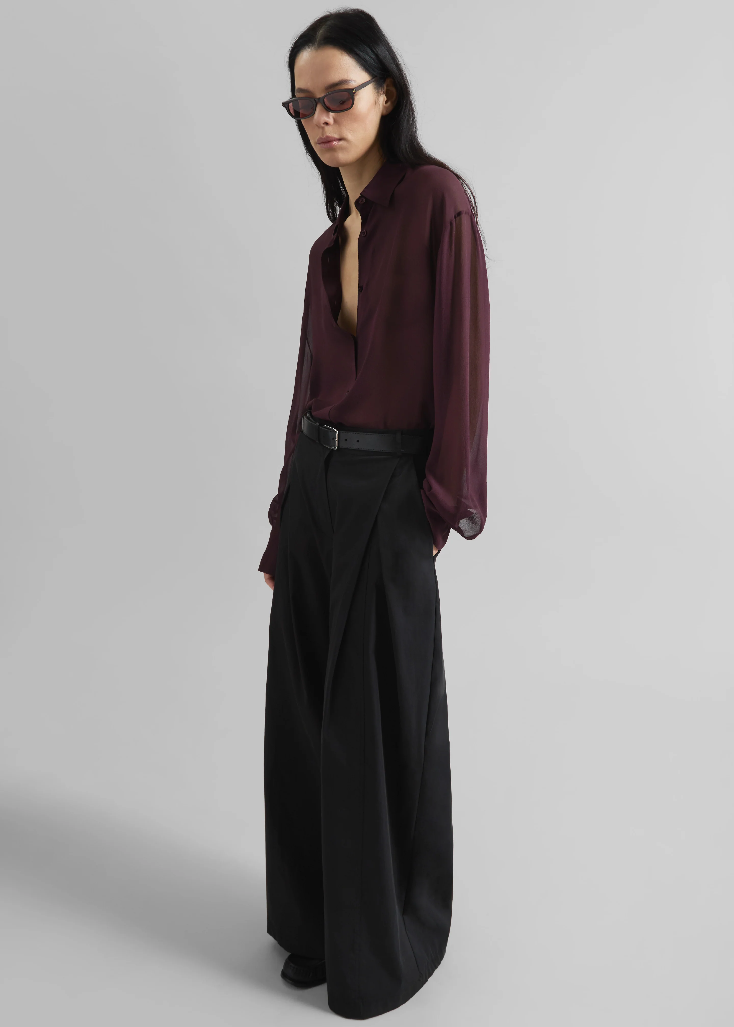 Peri Georgette Shirt - Burgundy - Image 3