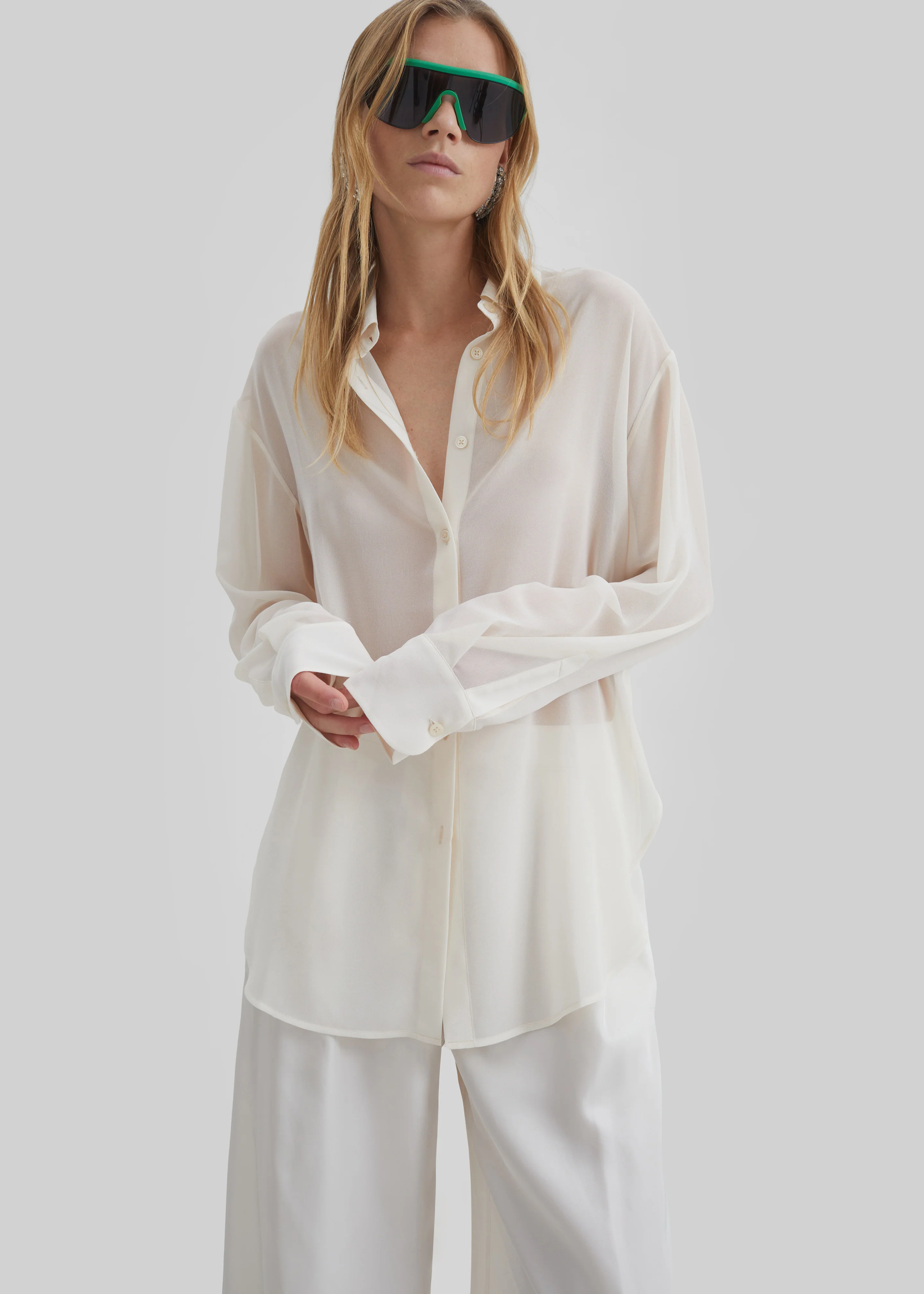 Peri Georgette Shirt - Ivory - Image 2