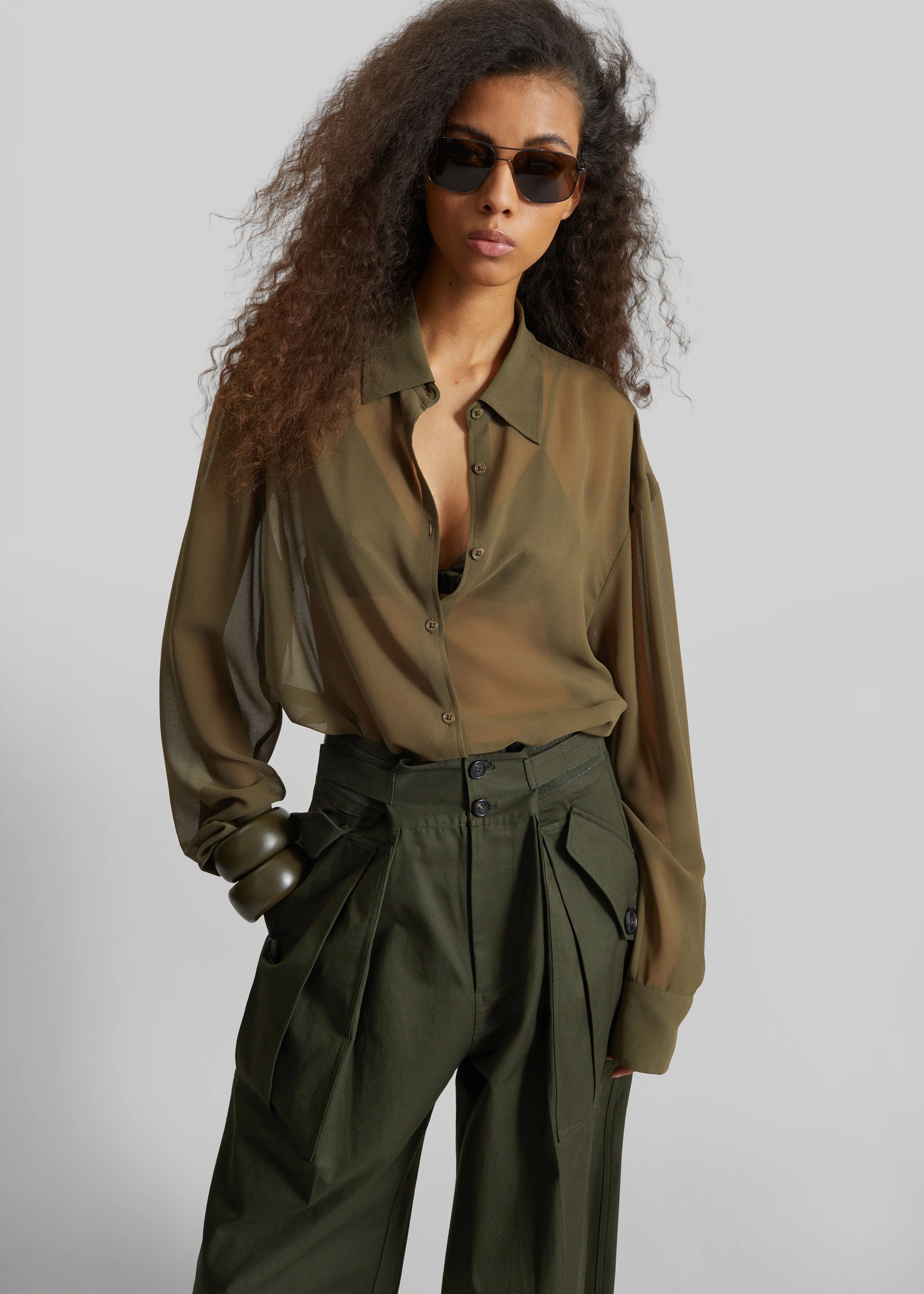 Peri Georgette Shirt - Khaki
