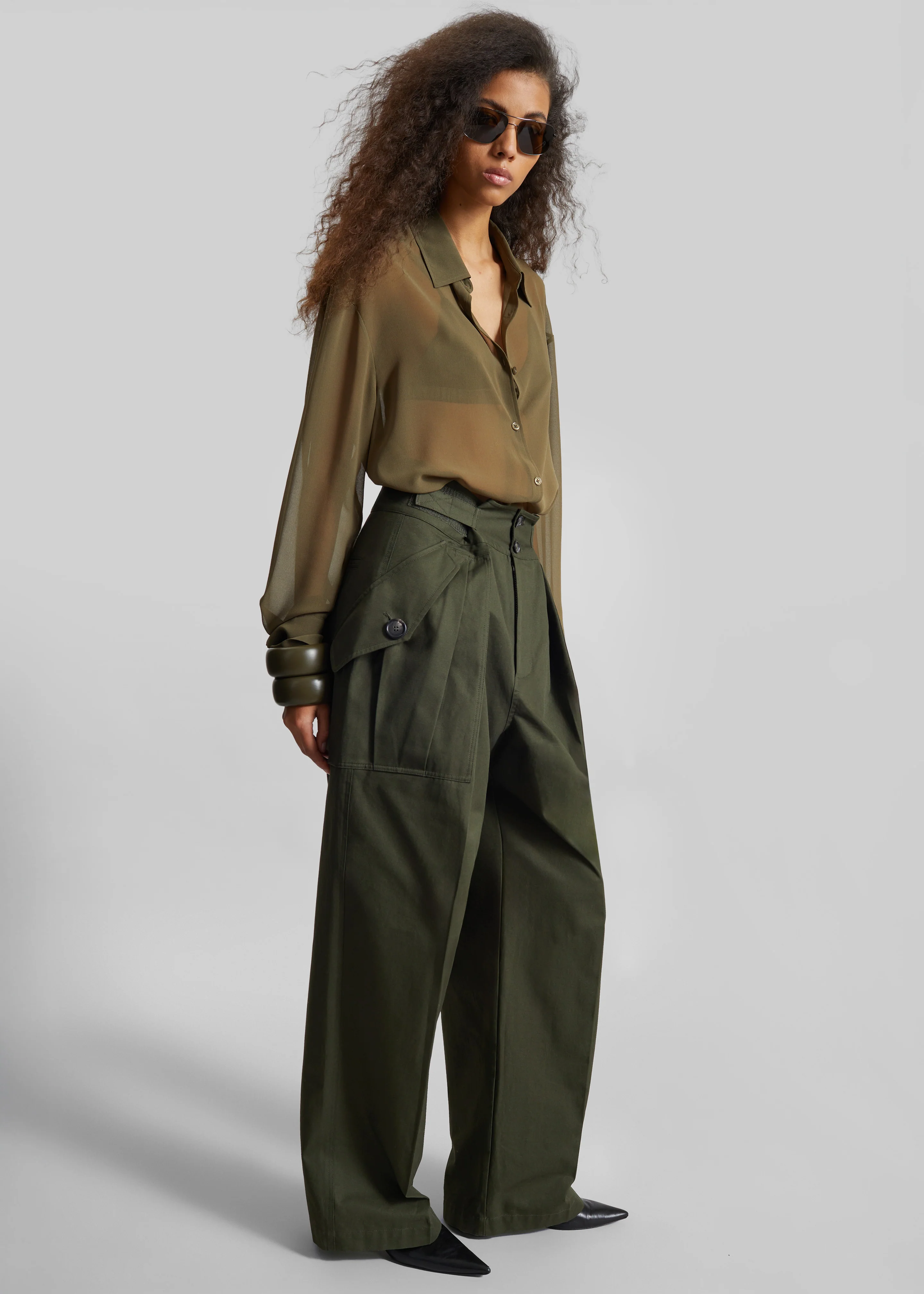 Peri Georgette Shirt - Khaki - Image 2