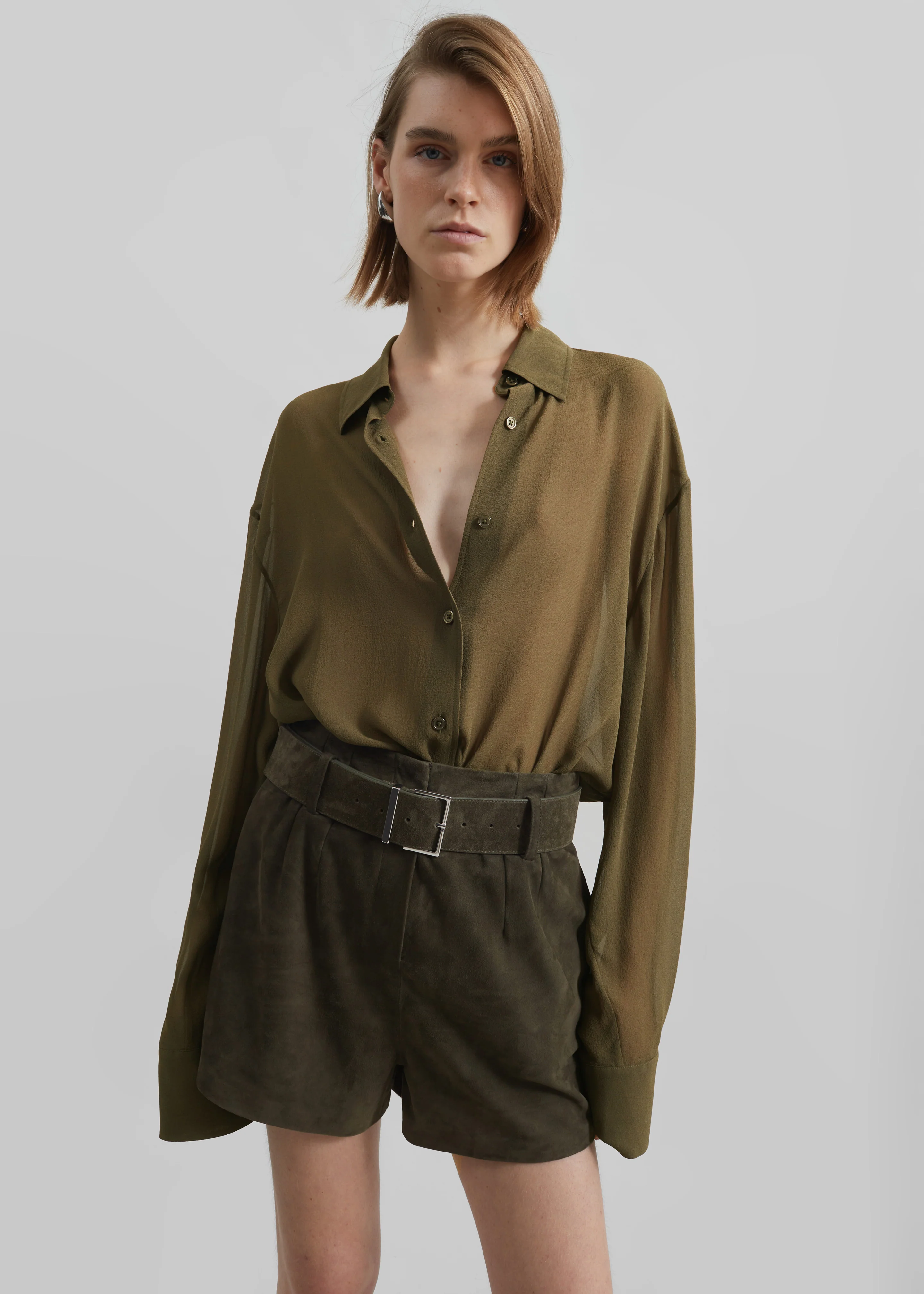 Peri Georgette Shirt - Khaki - Image 3