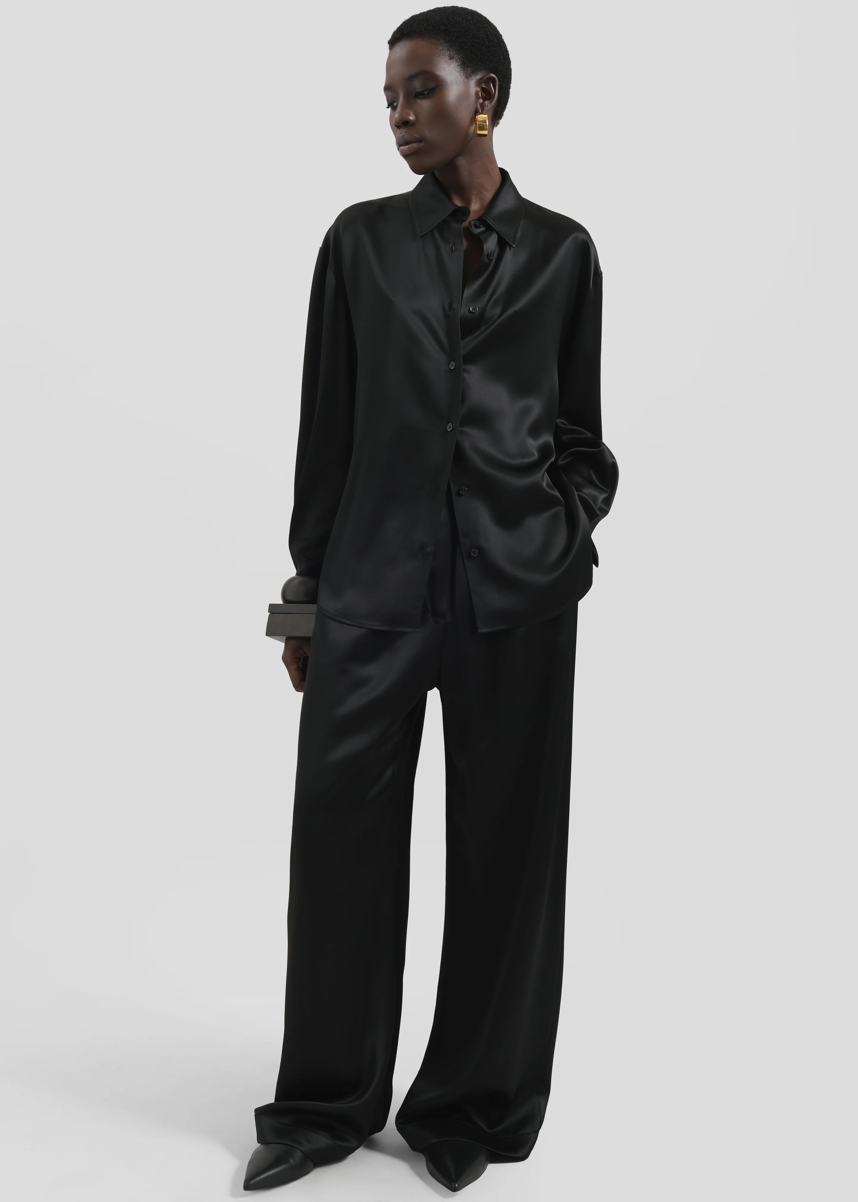 Peri Satin Shirt - Black