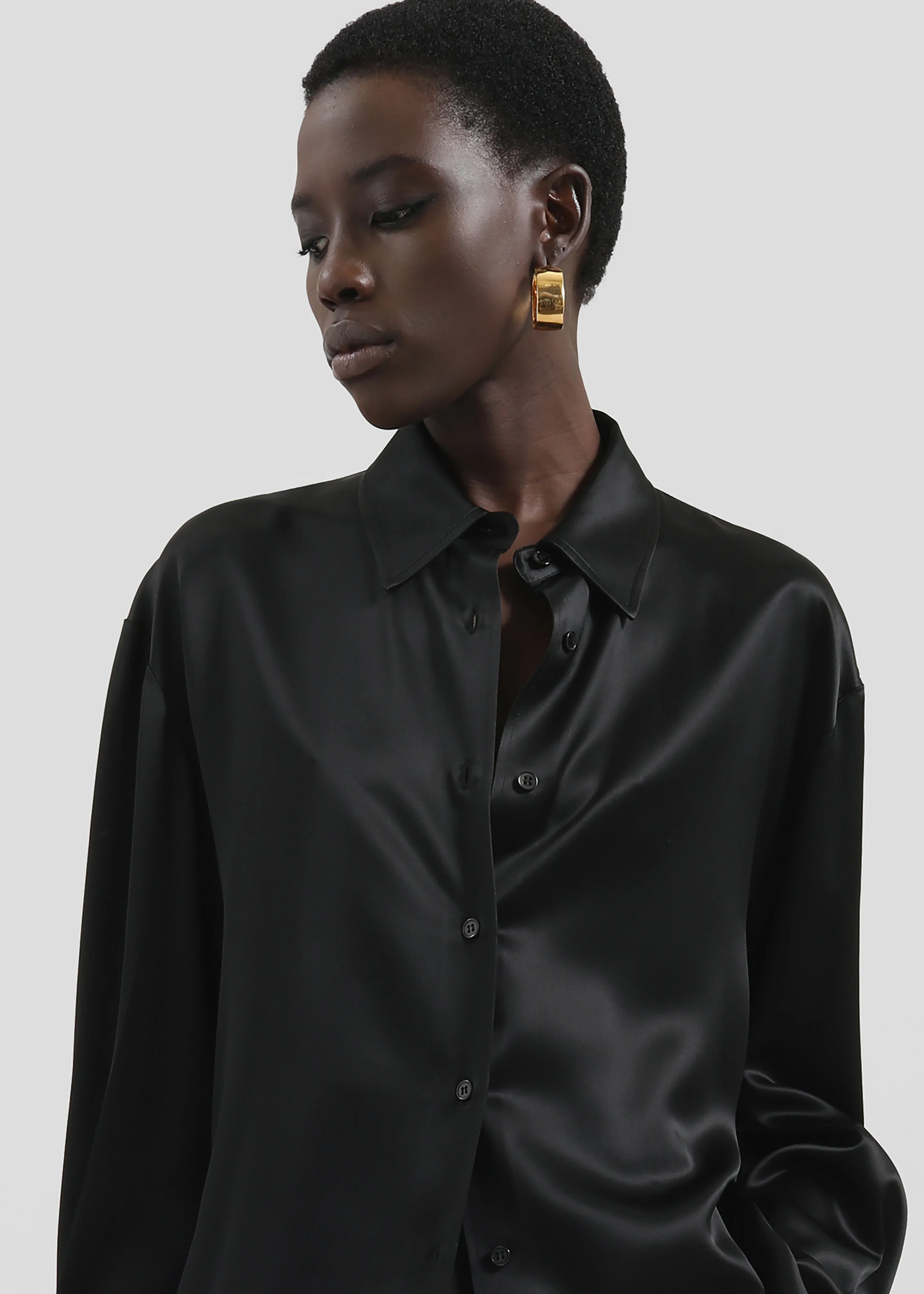 Peri Satin Shirt - Black - Image 2