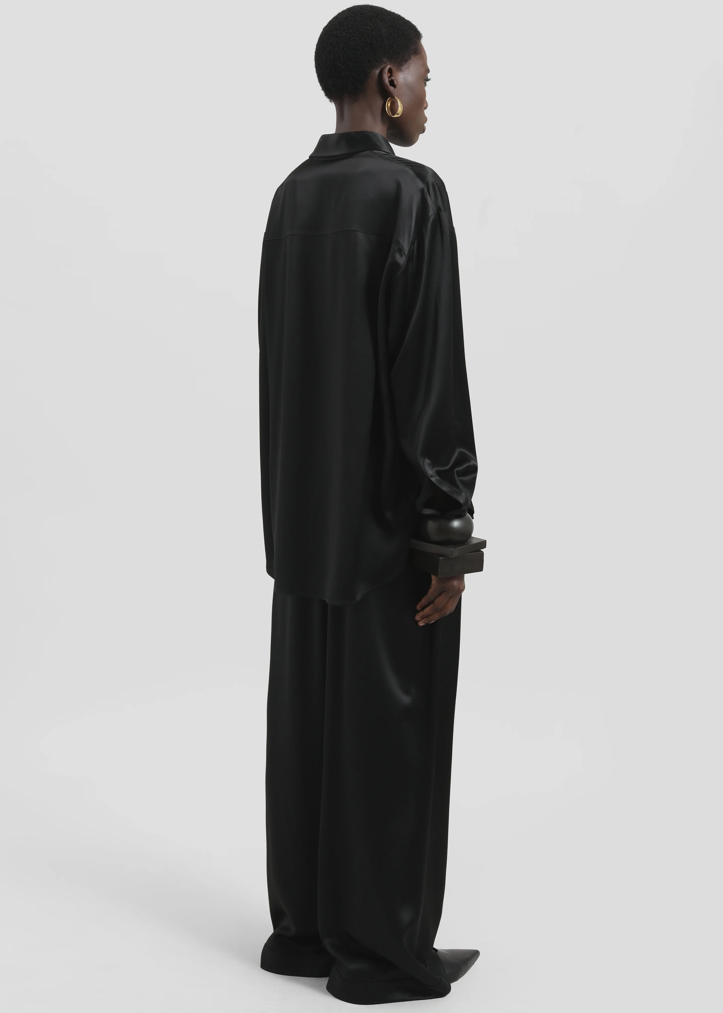 Peri Satin Shirt - Black - Image 5