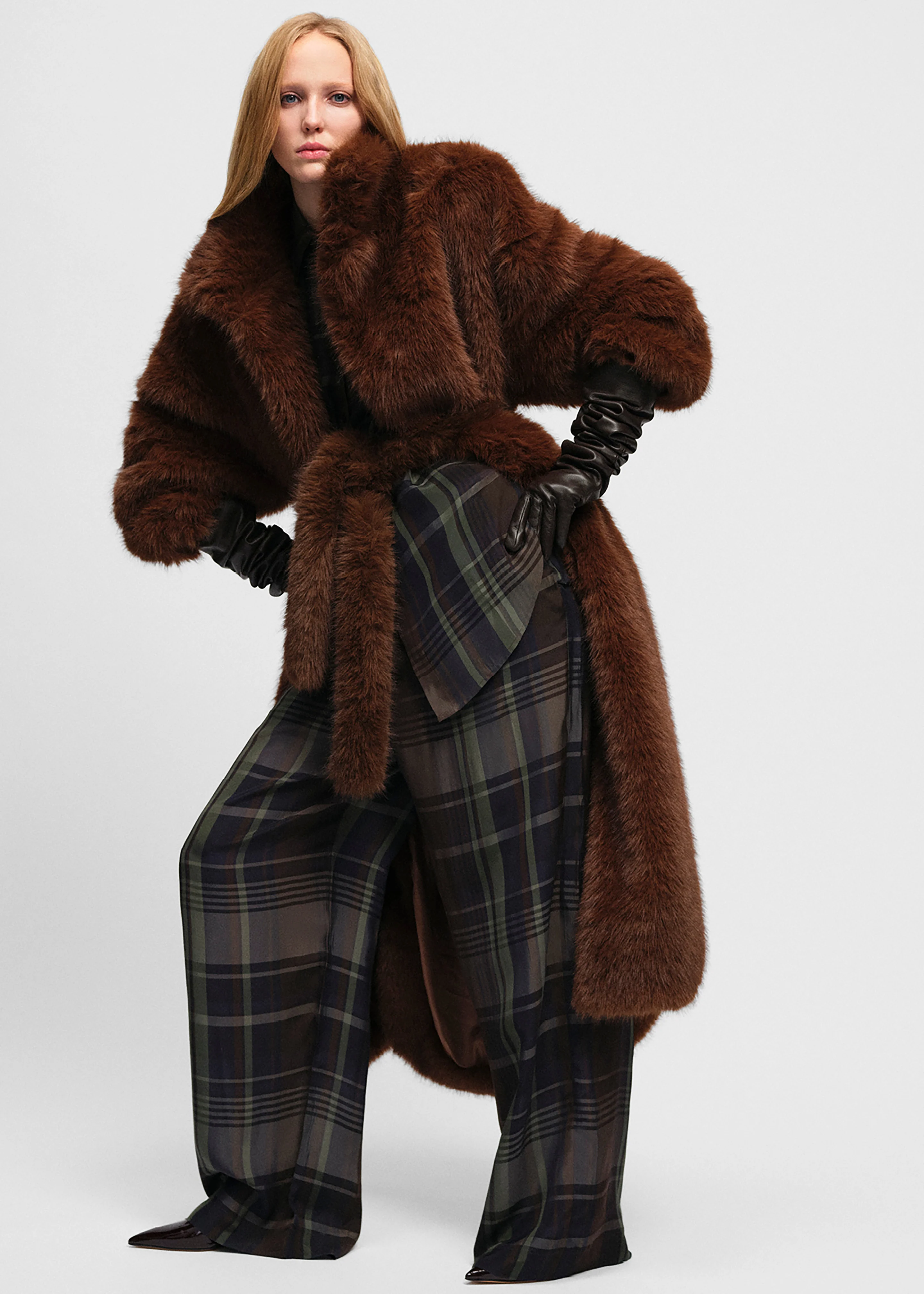 Peri Sheer Fluid Shirt - Navy Tartan - Image 7