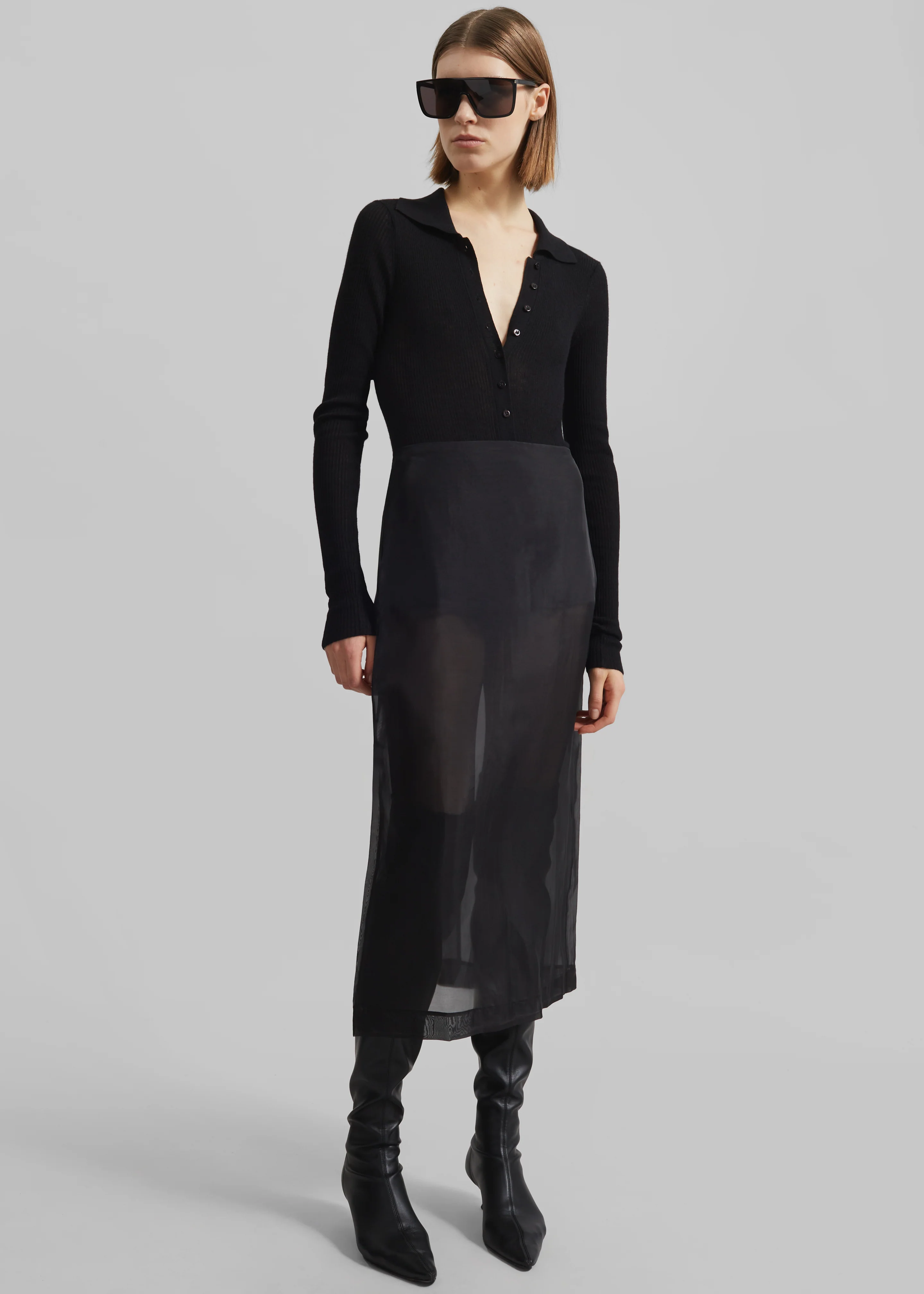 Peri Sheer Midi Skirt - Black - Image 10
