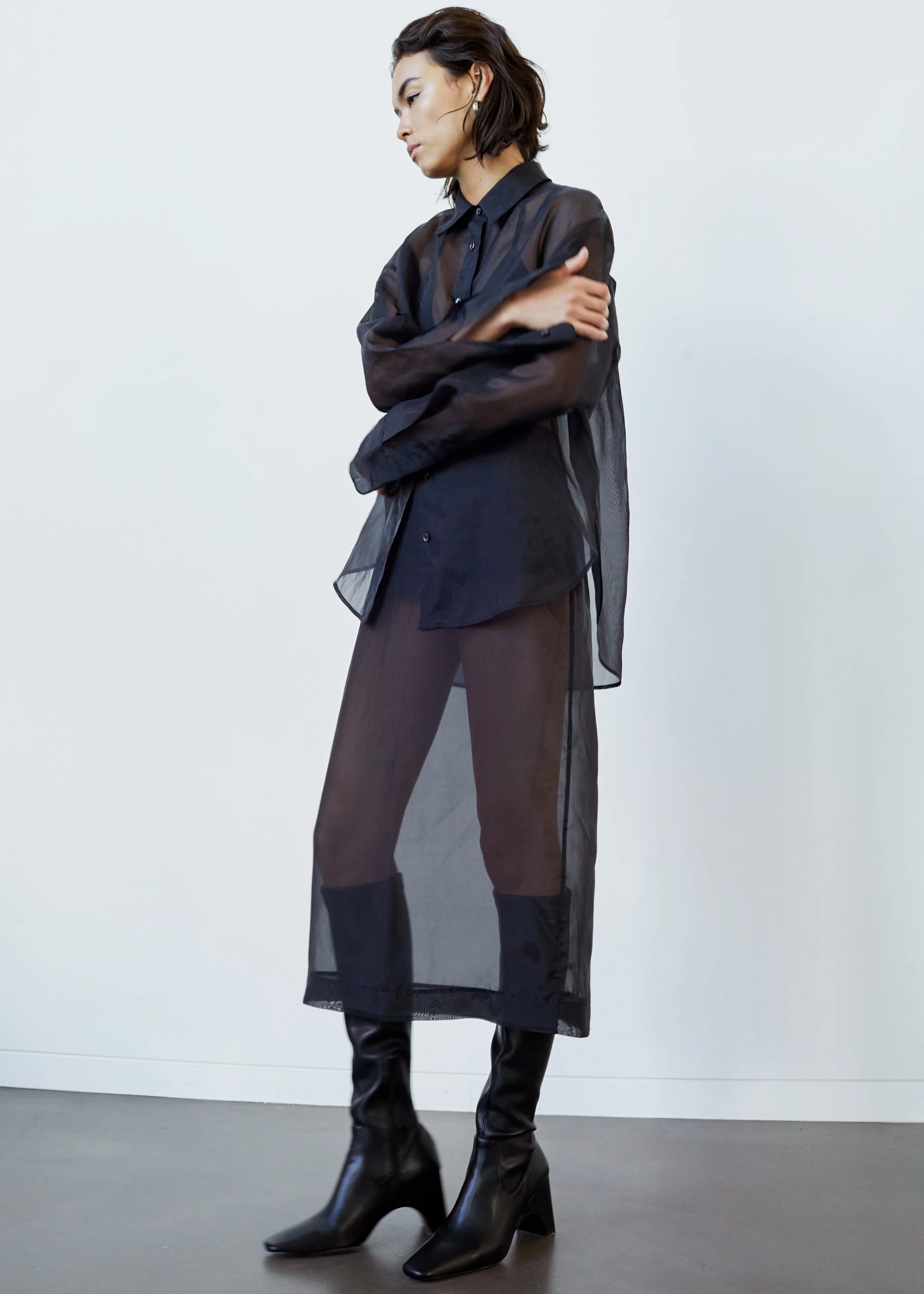 Peri Sheer Midi Skirt - Black - Image 4