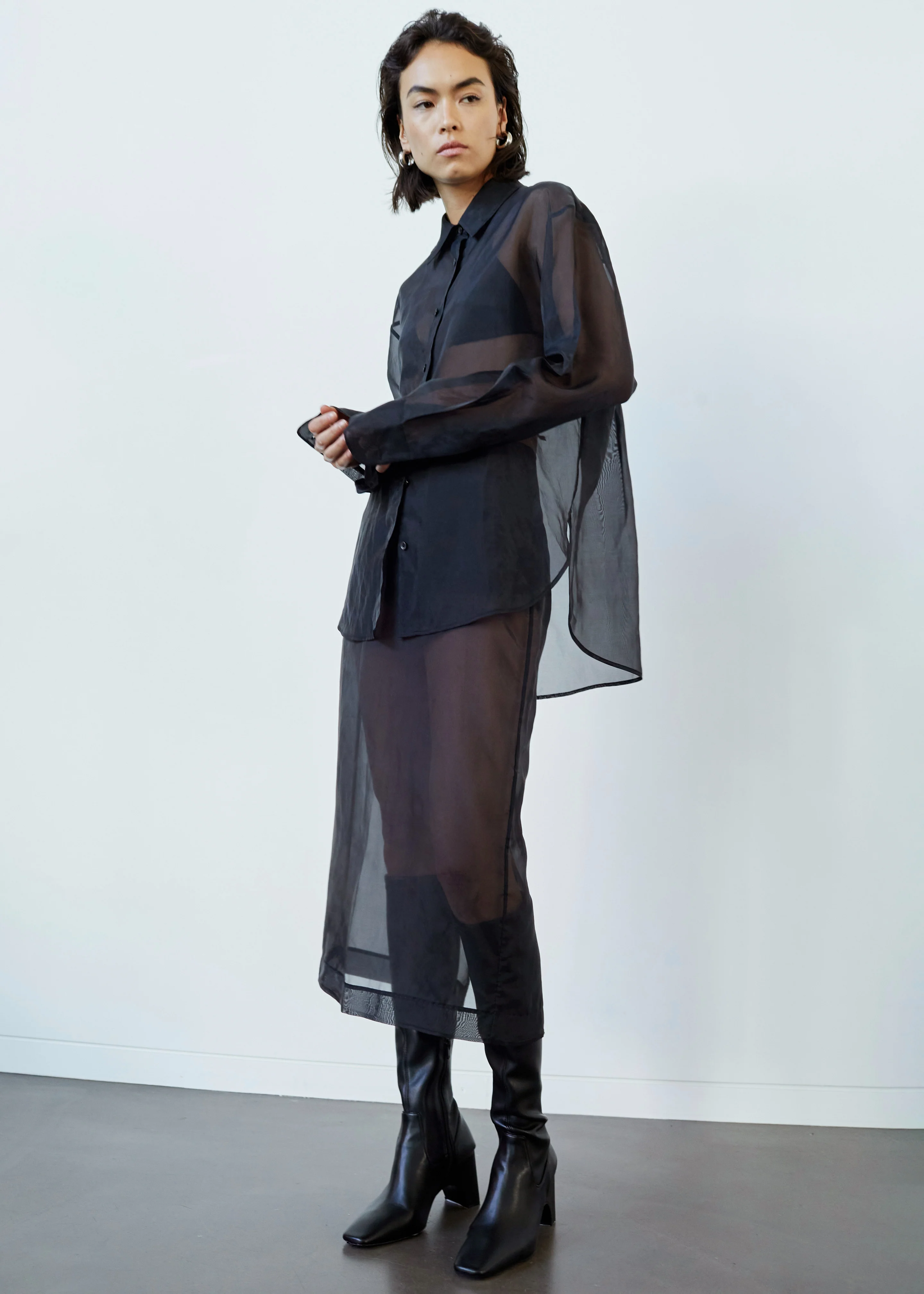 Peri Sheer Midi Skirt - Black - Image 7