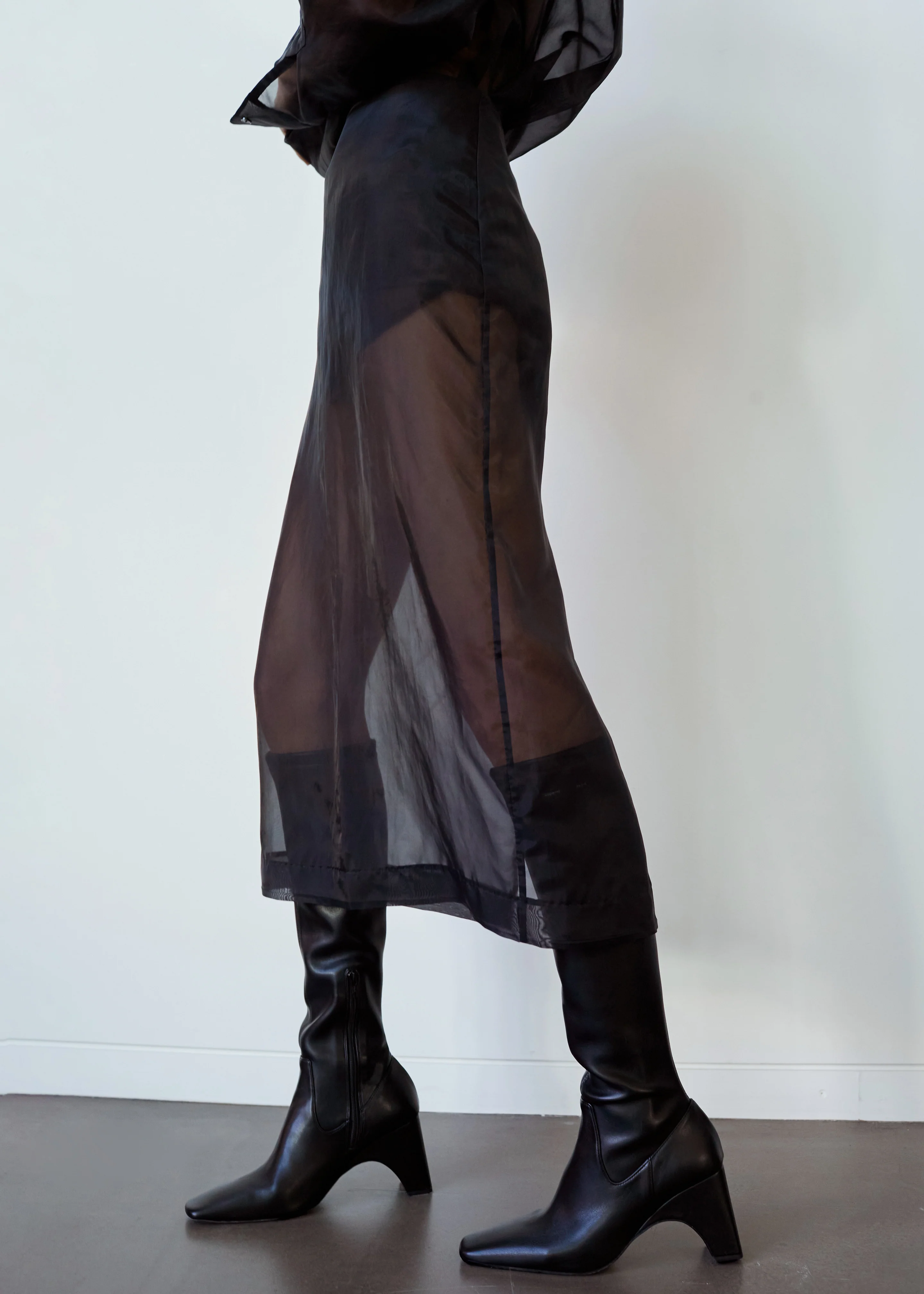 Peri Sheer Midi Skirt - Black - Image 8