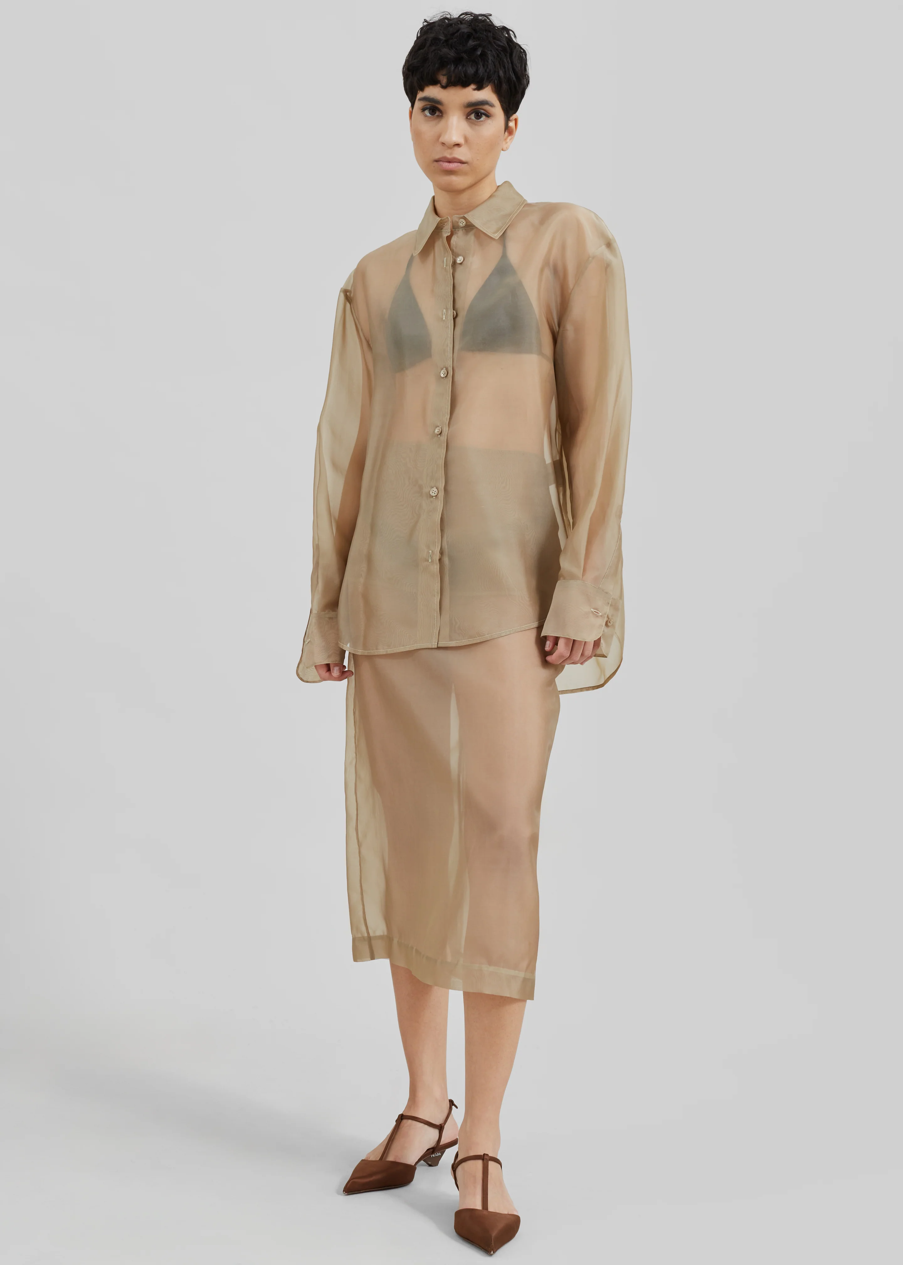 Peri Sheer Midi Skirt - Desert Sand - Image 10