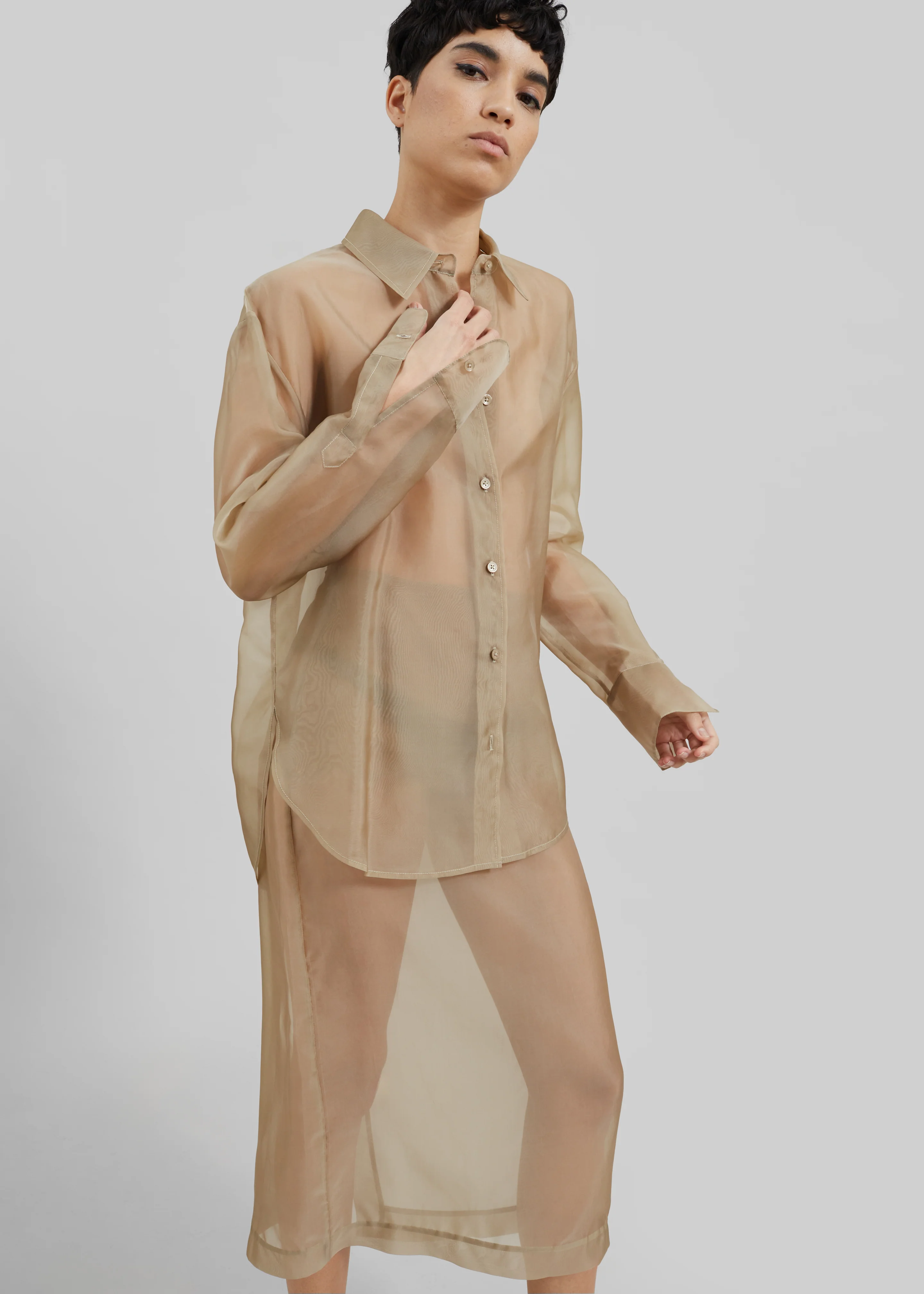 Peri Sheer Midi Skirt - Desert Sand - Image 5